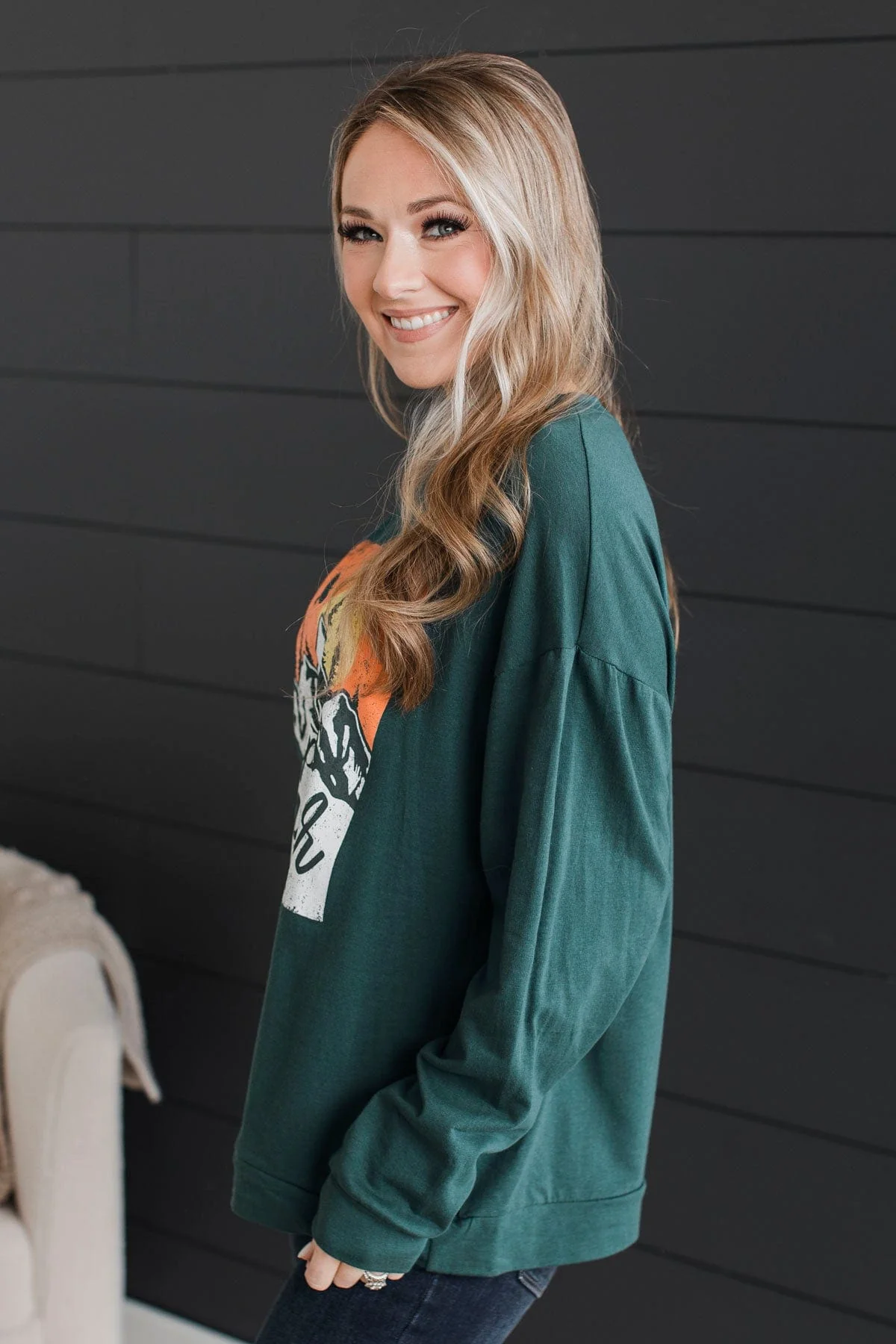 "Happy Camper" Graphic Top- Teal - Image 5