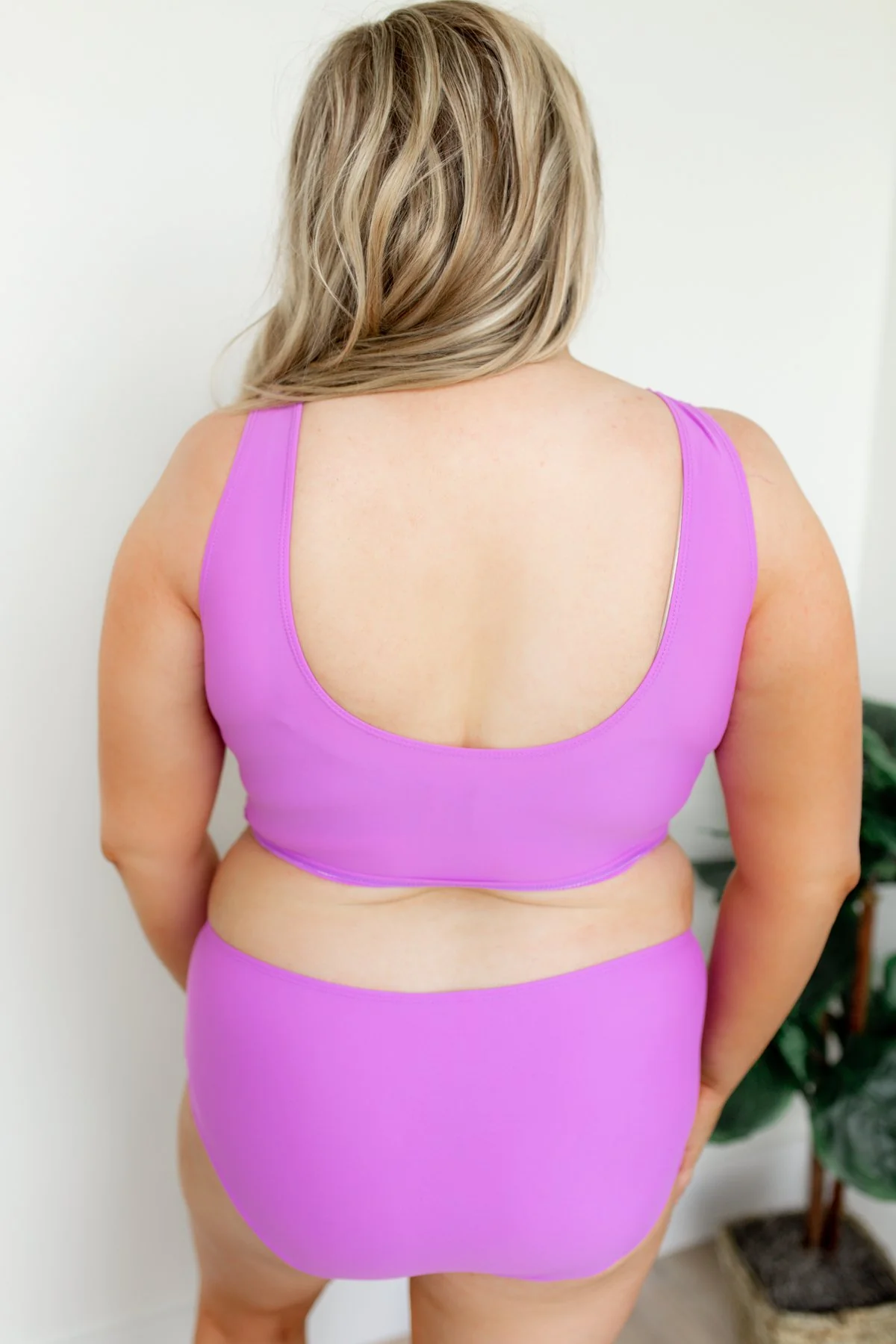 High Waist Swimsuit Bottoms- Solid Purple - Image 9