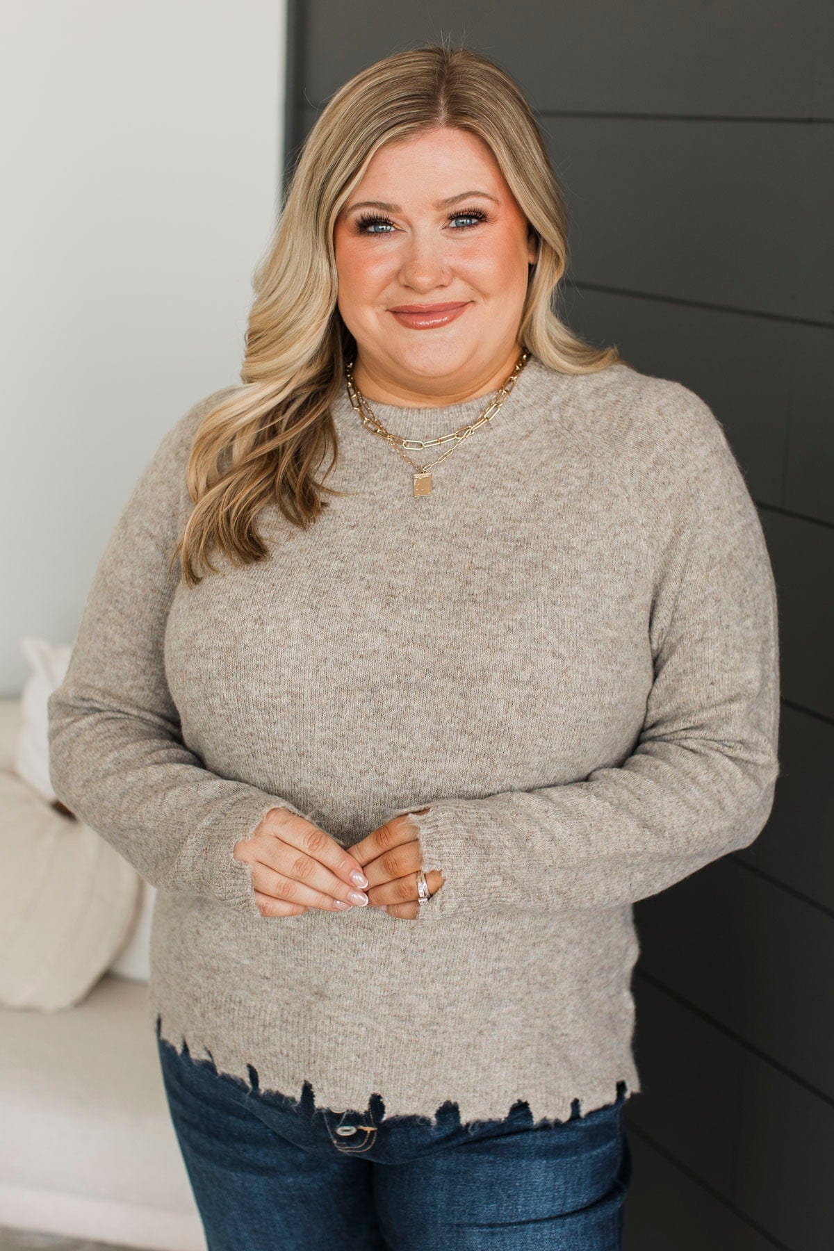 Hold On To Forever Knit Sweater- Mushroom - Image 3