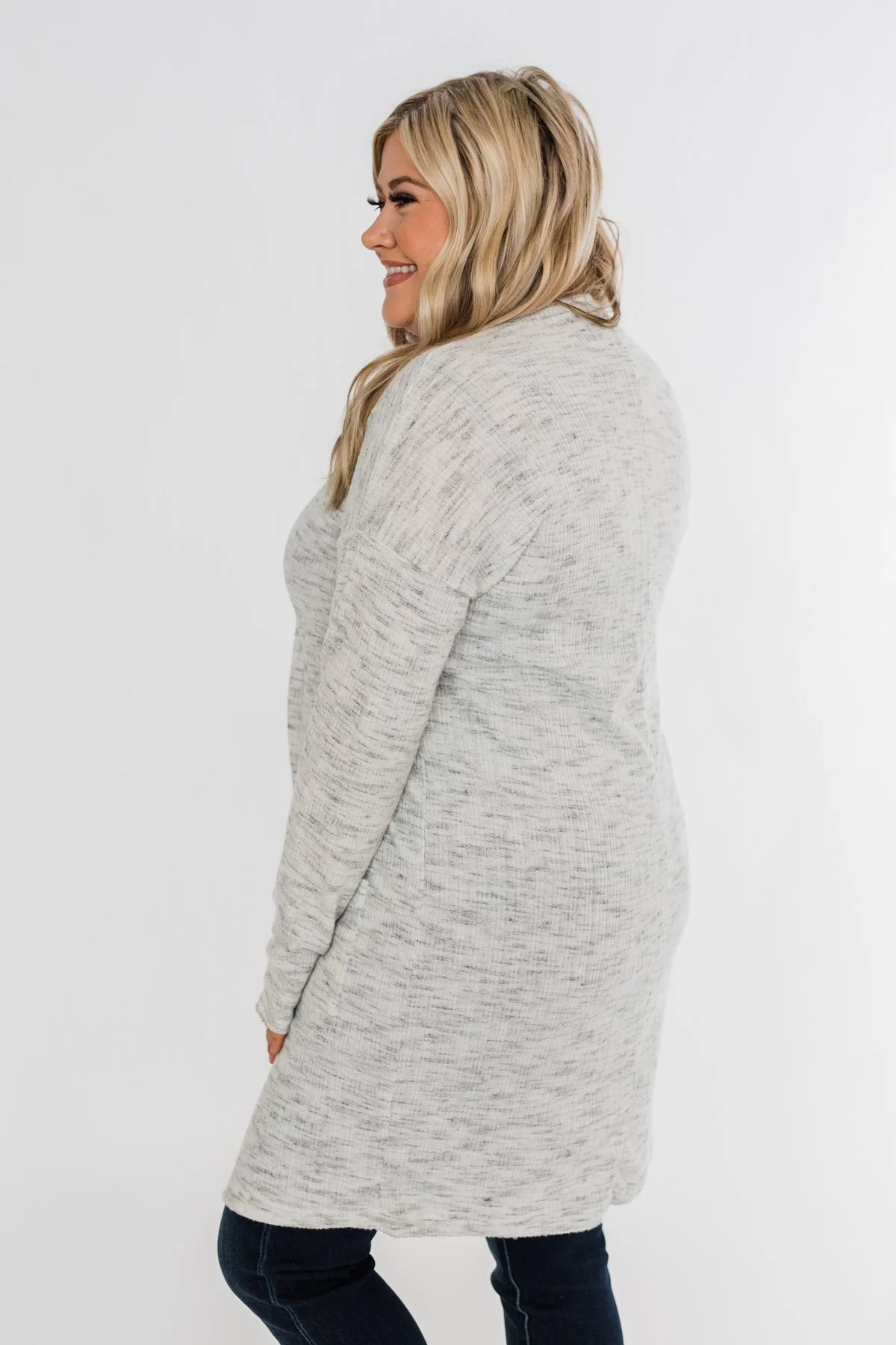 In Sync With You Lightweight Cardigan- Light Heather Grey - Image 7