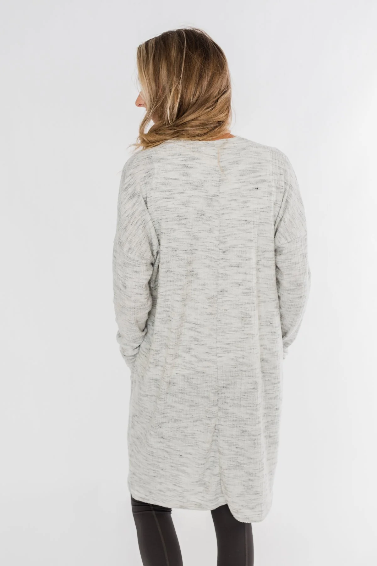 In Sync With You Lightweight Cardigan- Light Heather Grey - Image 8