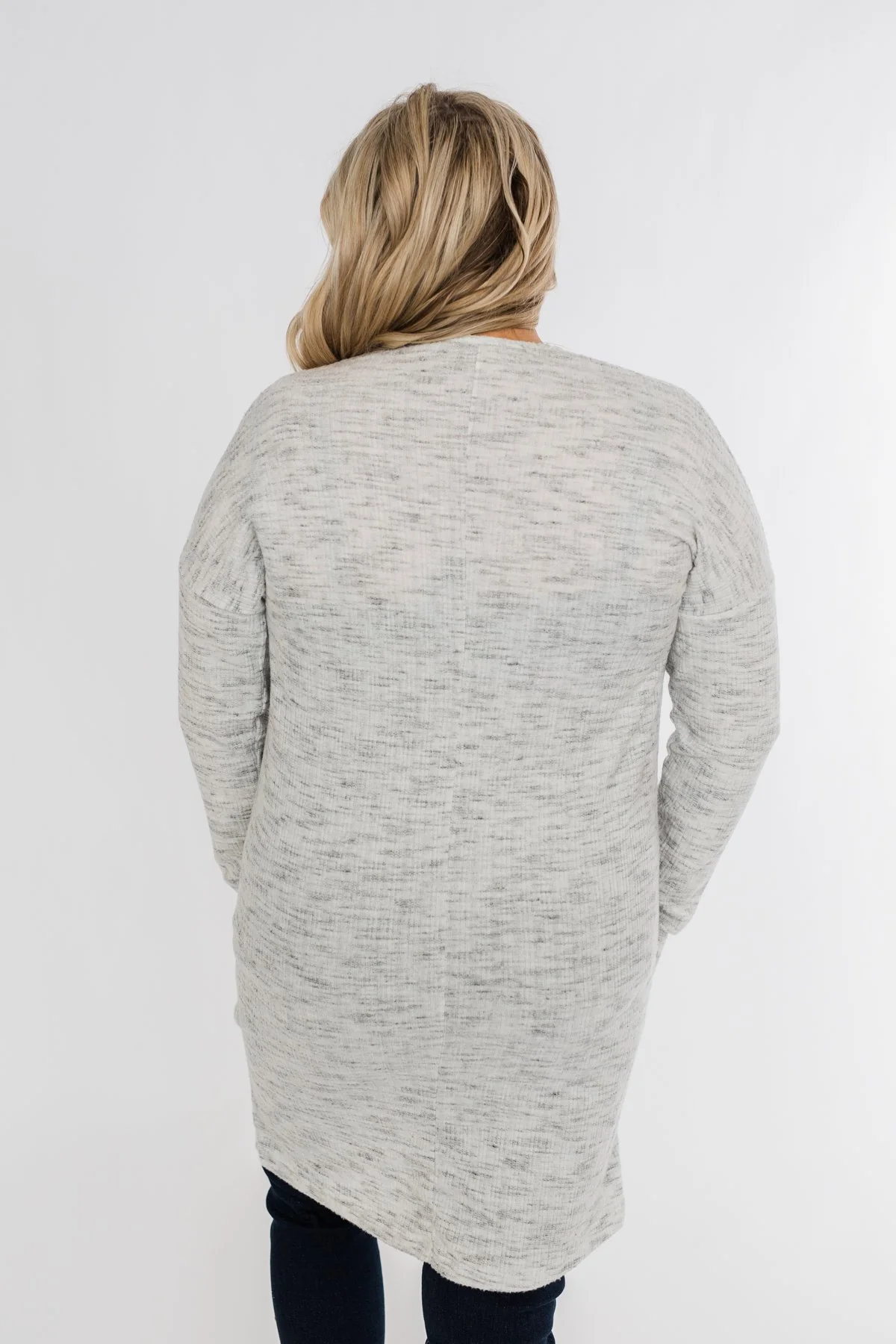 In Sync With You Lightweight Cardigan- Light Heather Grey - Image 9