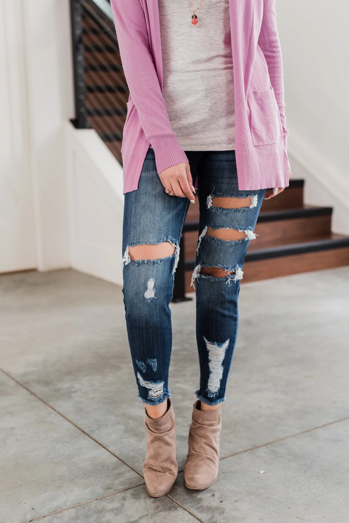 KanCan Distressed Sammy Jeans- Medium-Dark Wash - Image 3