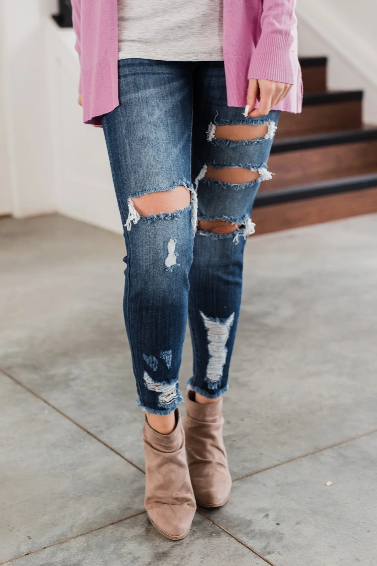 KanCan Distressed Sammy Jeans- Medium-Dark Wash - Image 4