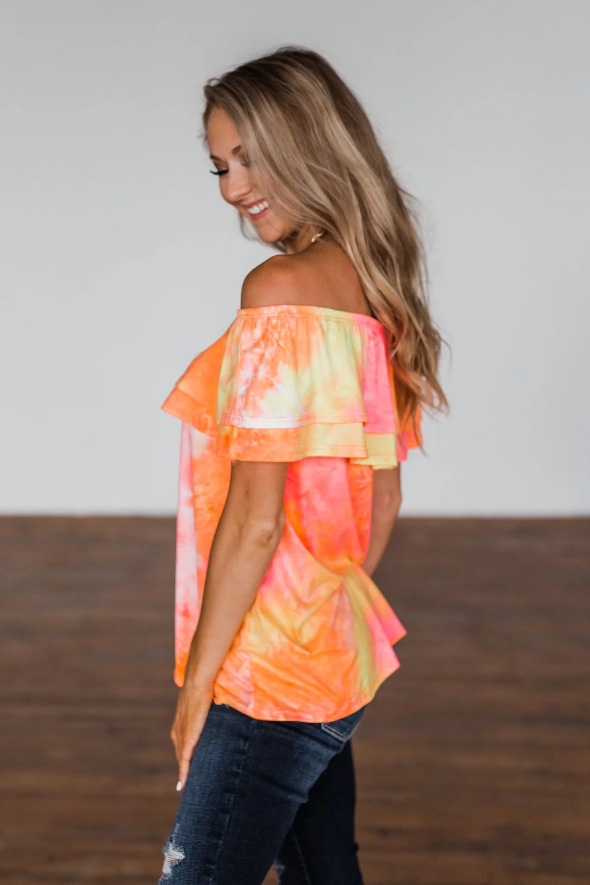Light Of Every Sunrise Ruffle Top- Neon Orange, Pink, & Yellow - Image 10