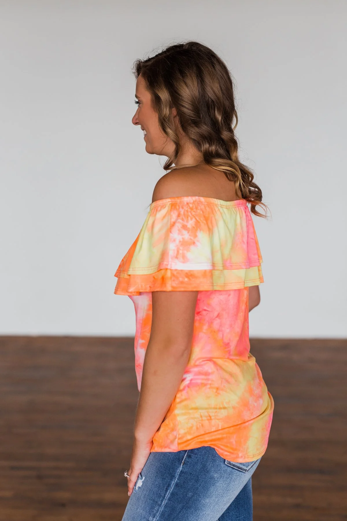 Light Of Every Sunrise Ruffle Top- Neon Orange, Pink, & Yellow - Image 11
