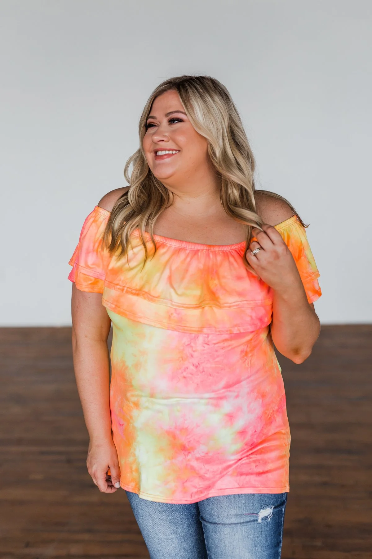 Light Of Every Sunrise Ruffle Top- Neon Orange, Pink, & Yellow - Image 13