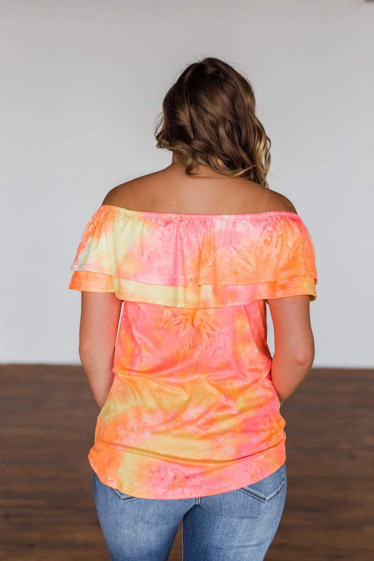 Light Of Every Sunrise Ruffle Top- Neon Orange, Pink, & Yellow - Image 16