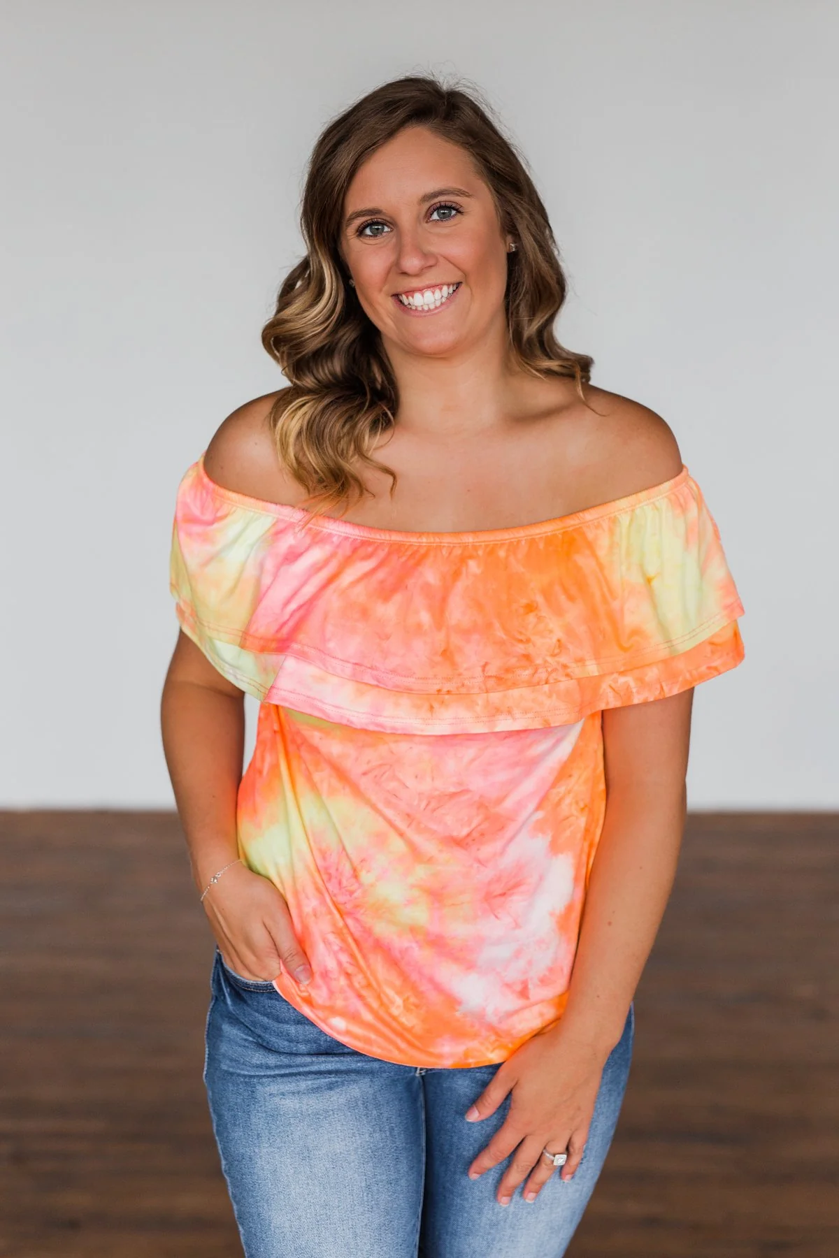 Light Of Every Sunrise Ruffle Top- Neon Orange, Pink, & Yellow - Image 6