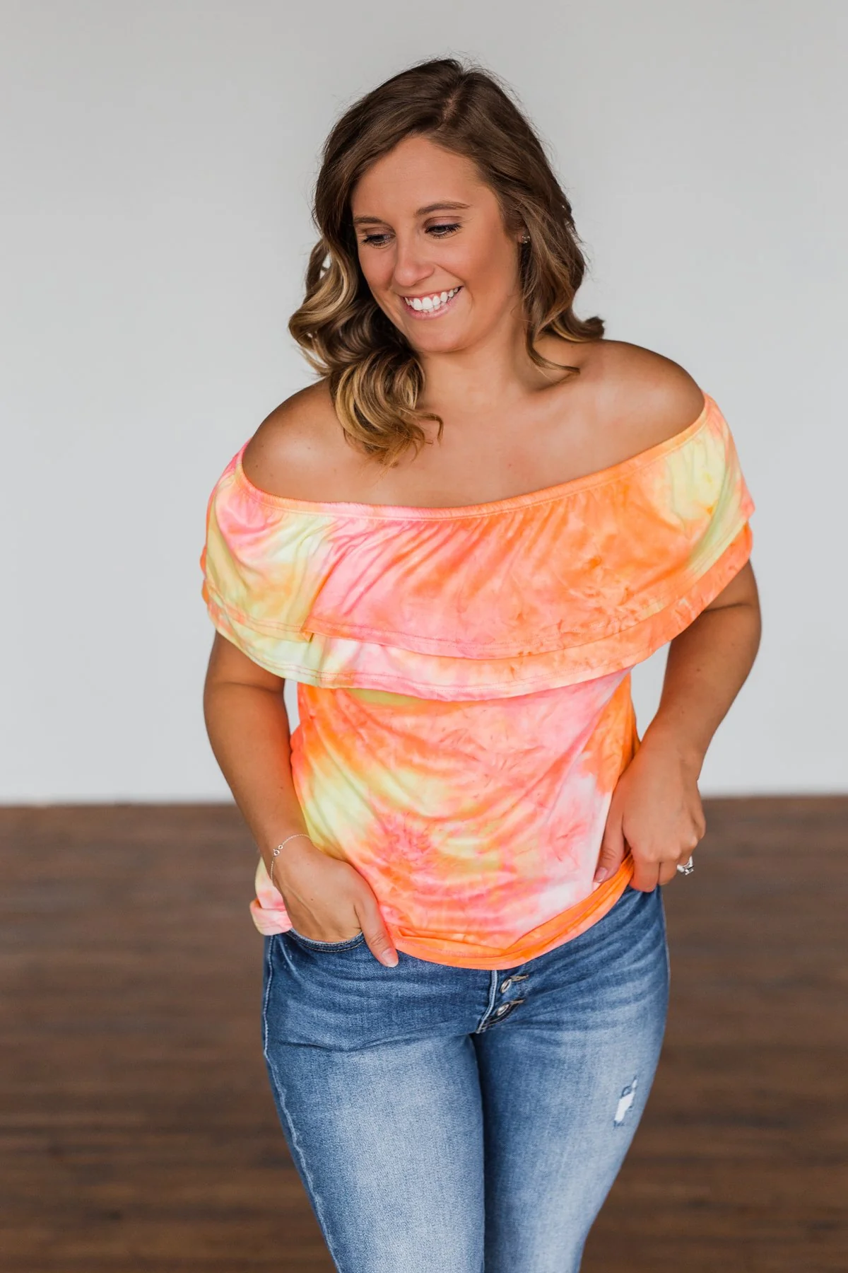 Light Of Every Sunrise Ruffle Top- Neon Orange, Pink, & Yellow - Image 8