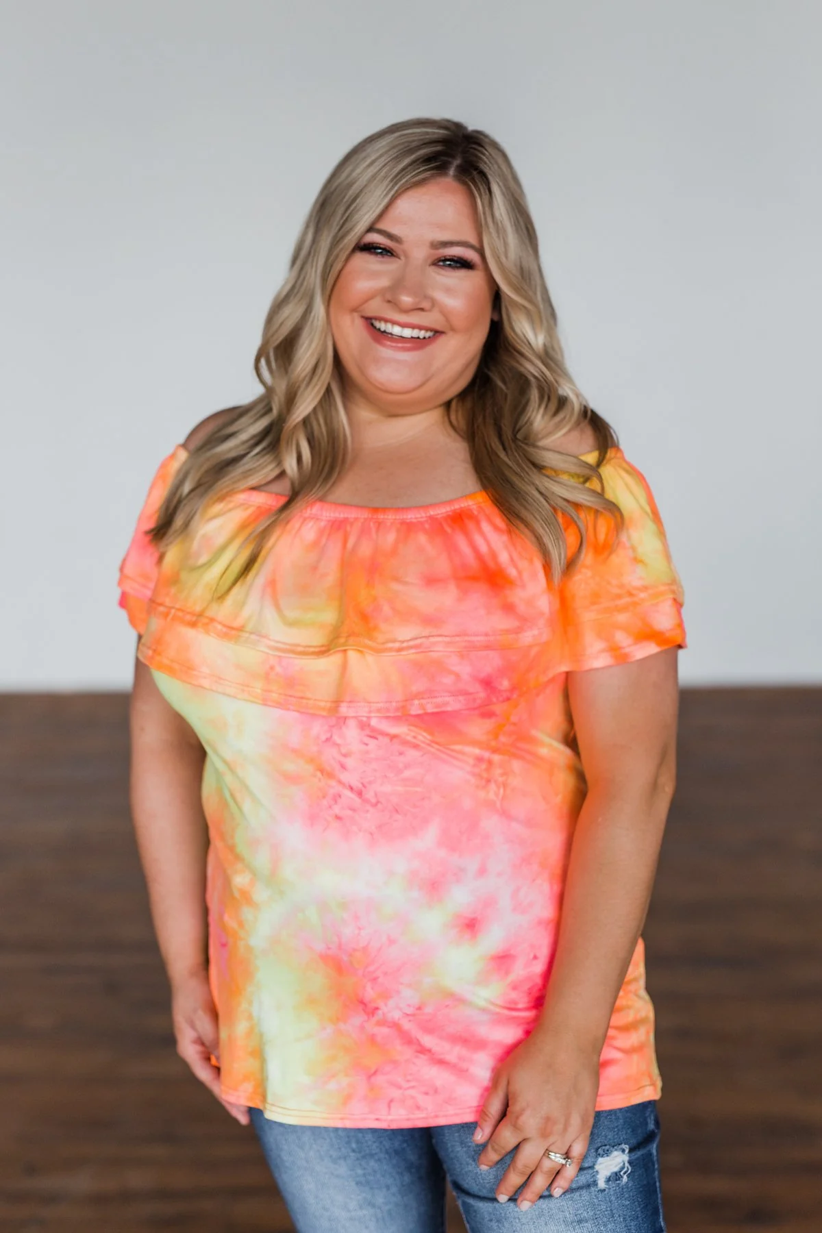Light Of Every Sunrise Ruffle Top- Neon Orange, Pink, & Yellow - Image 9