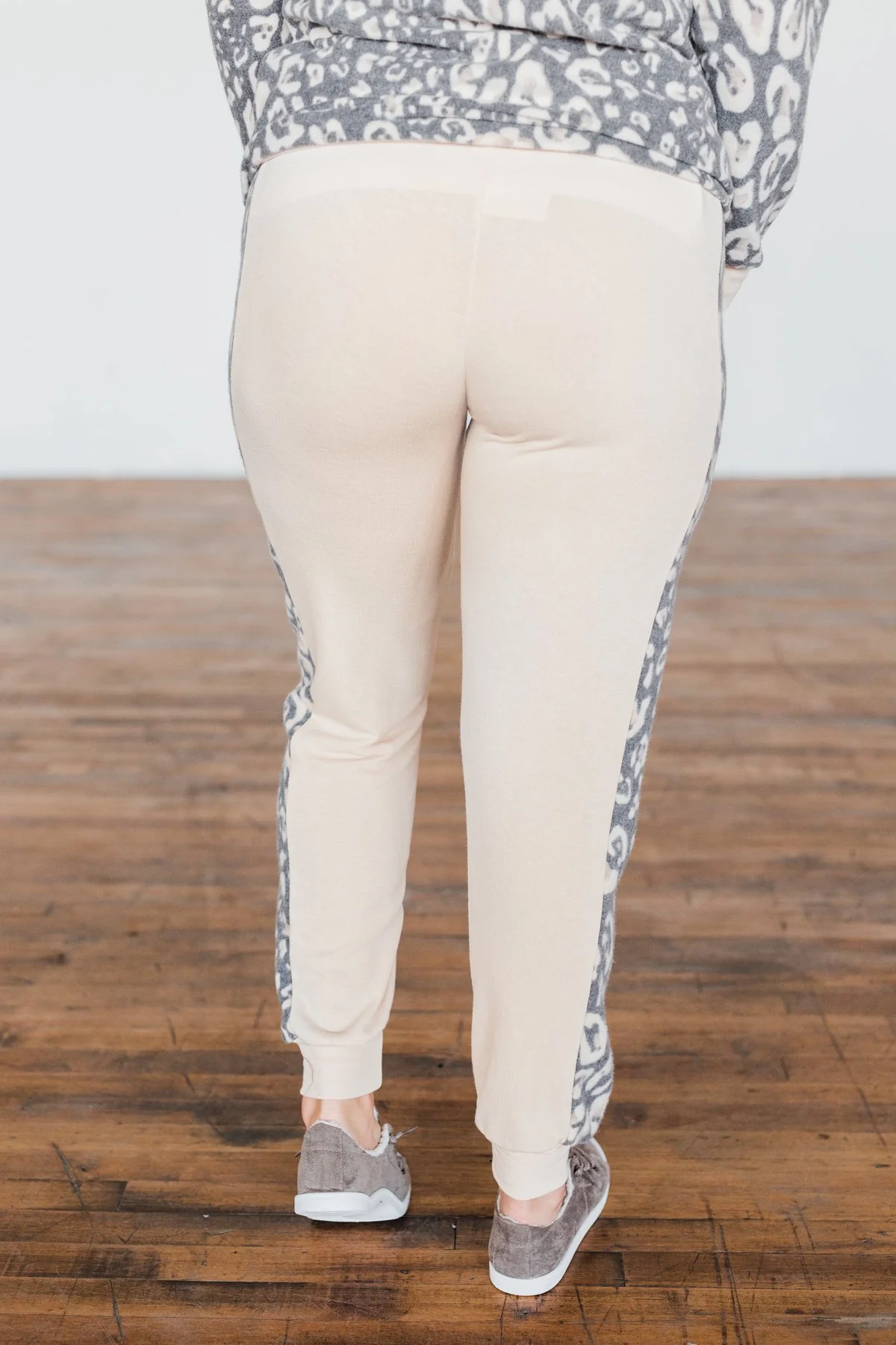 Live Wild Leopard Joggers- Beige & Charcoal - Image 6