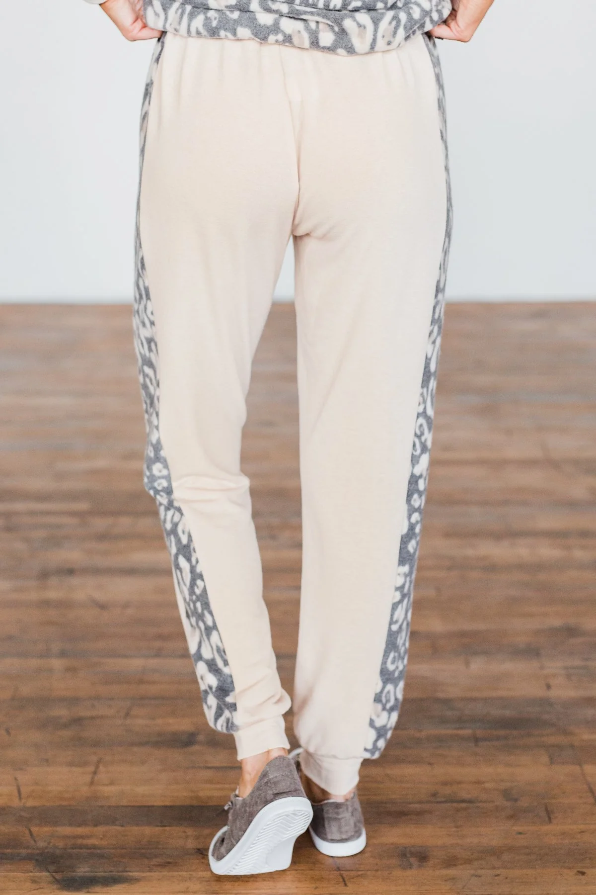 Live Wild Leopard Joggers- Beige & Charcoal - Image 7
