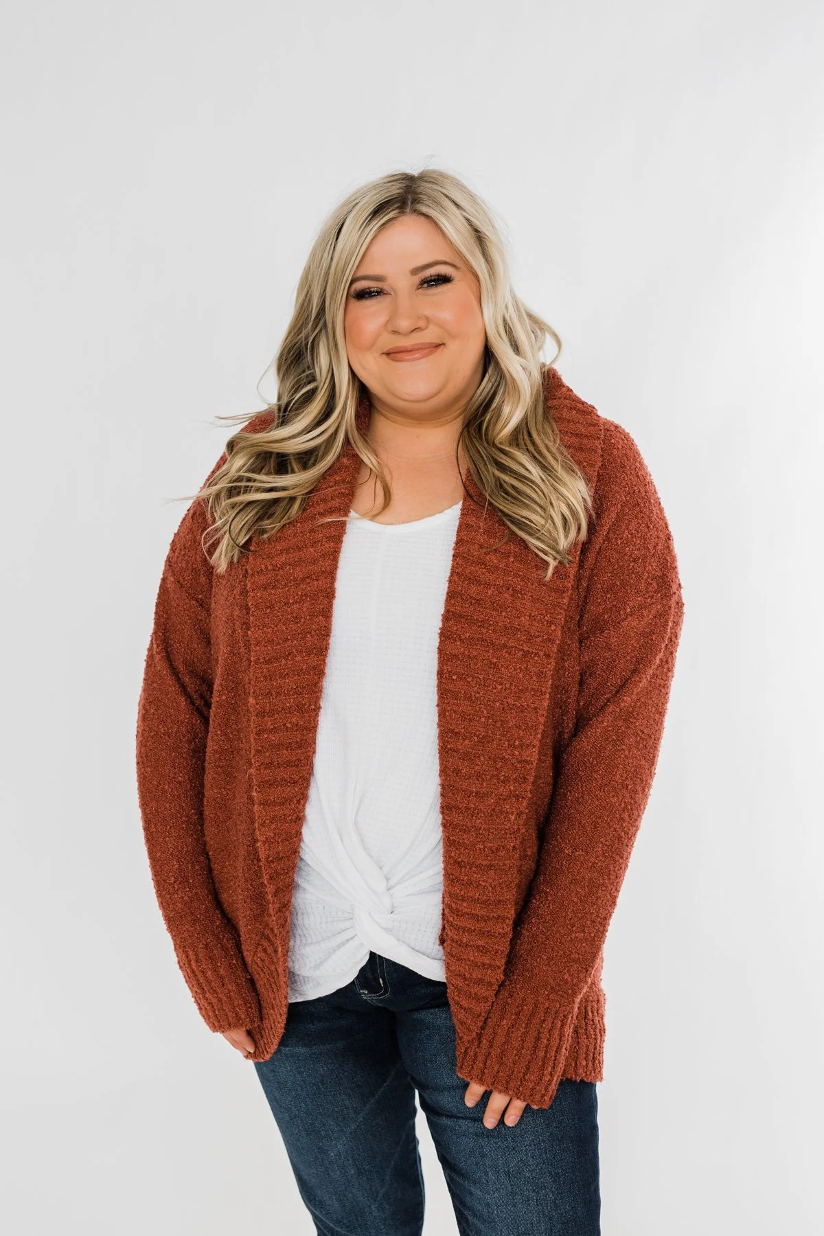 Loving My Life Thick Knit Cardigan- Rust - Image 5