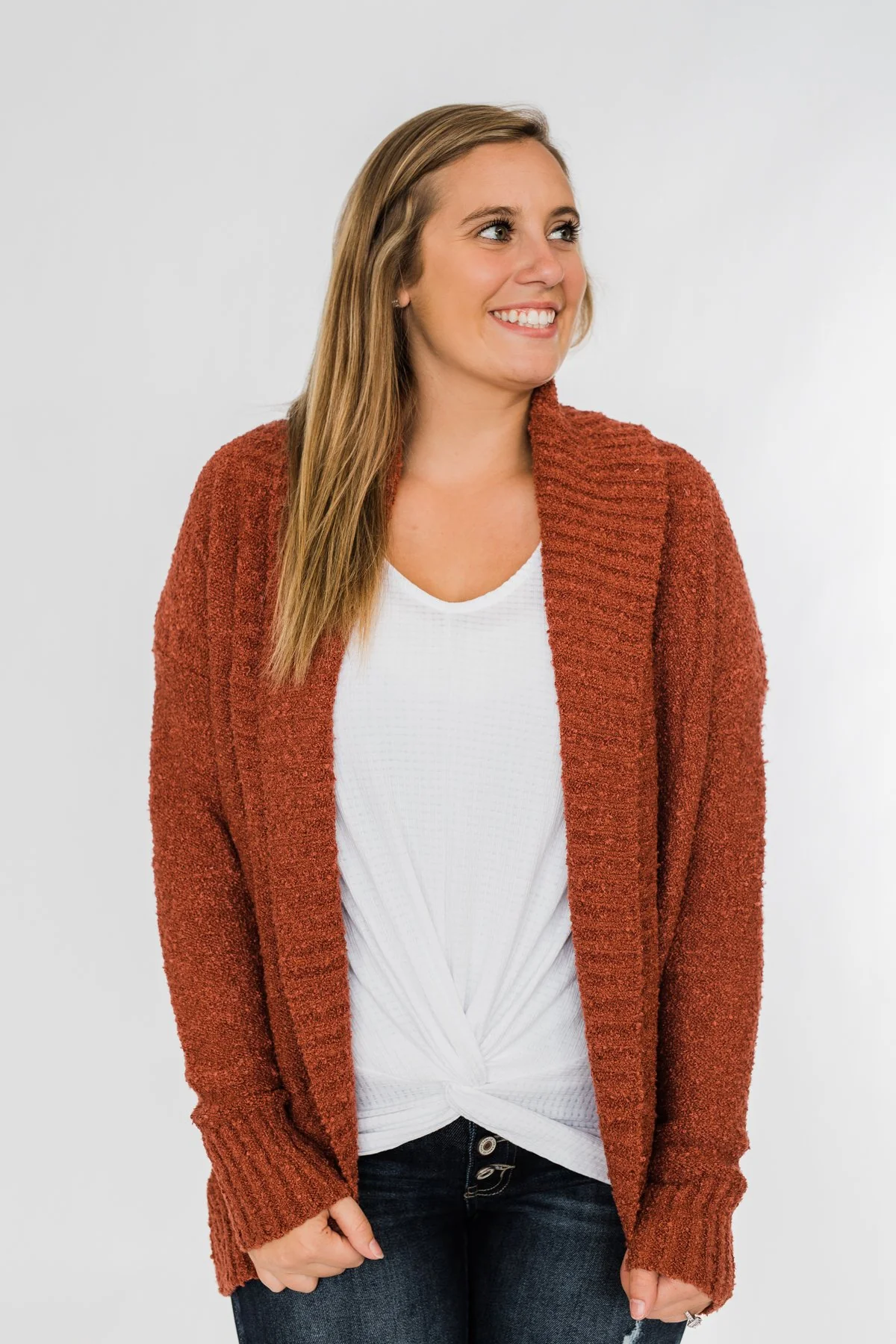 Loving My Life Thick Knit Cardigan- Rust - Image 7