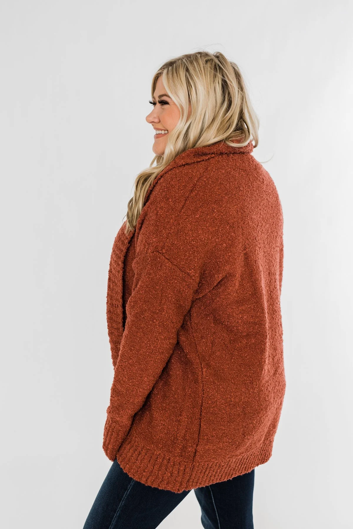 Loving My Life Thick Knit Cardigan- Rust - Image 8