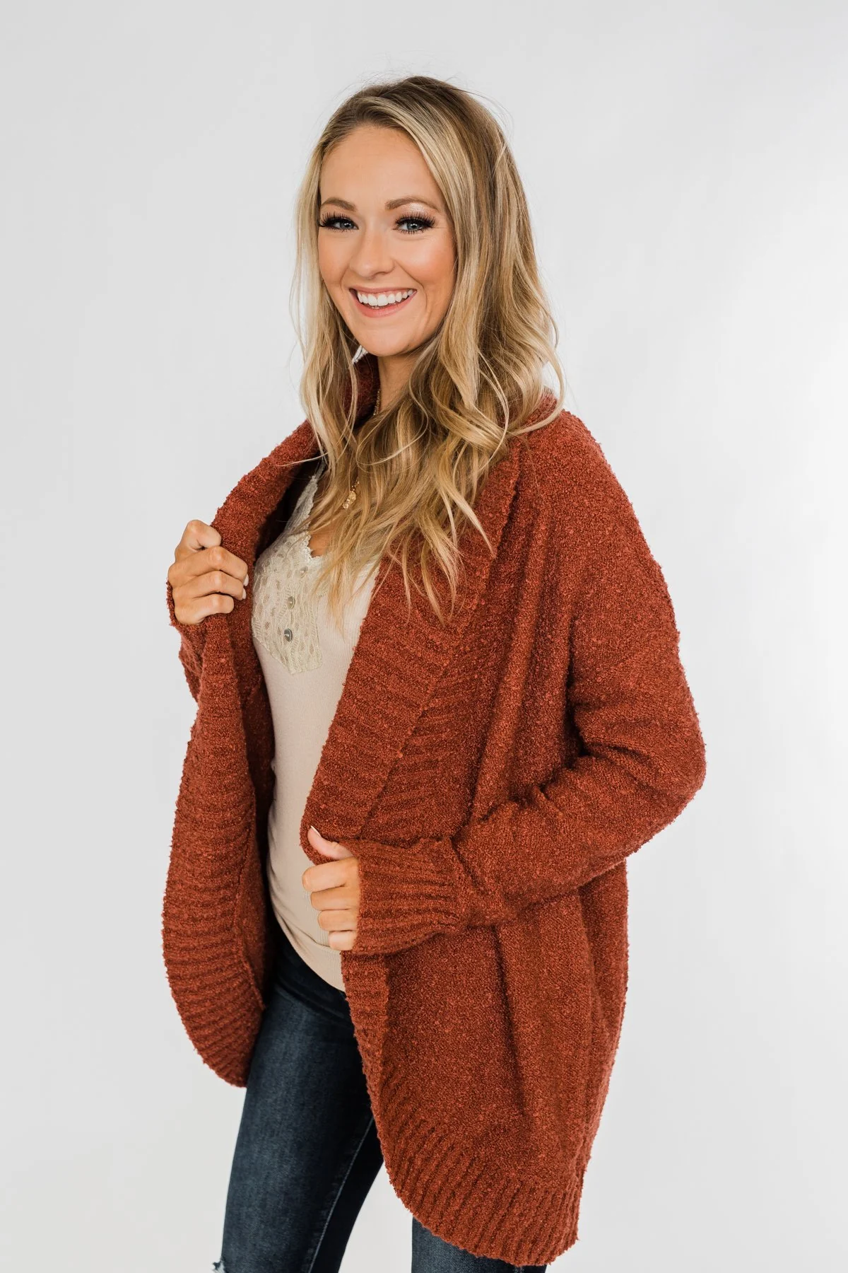 Loving My Life Thick Knit Cardigan- Rust - Image 9