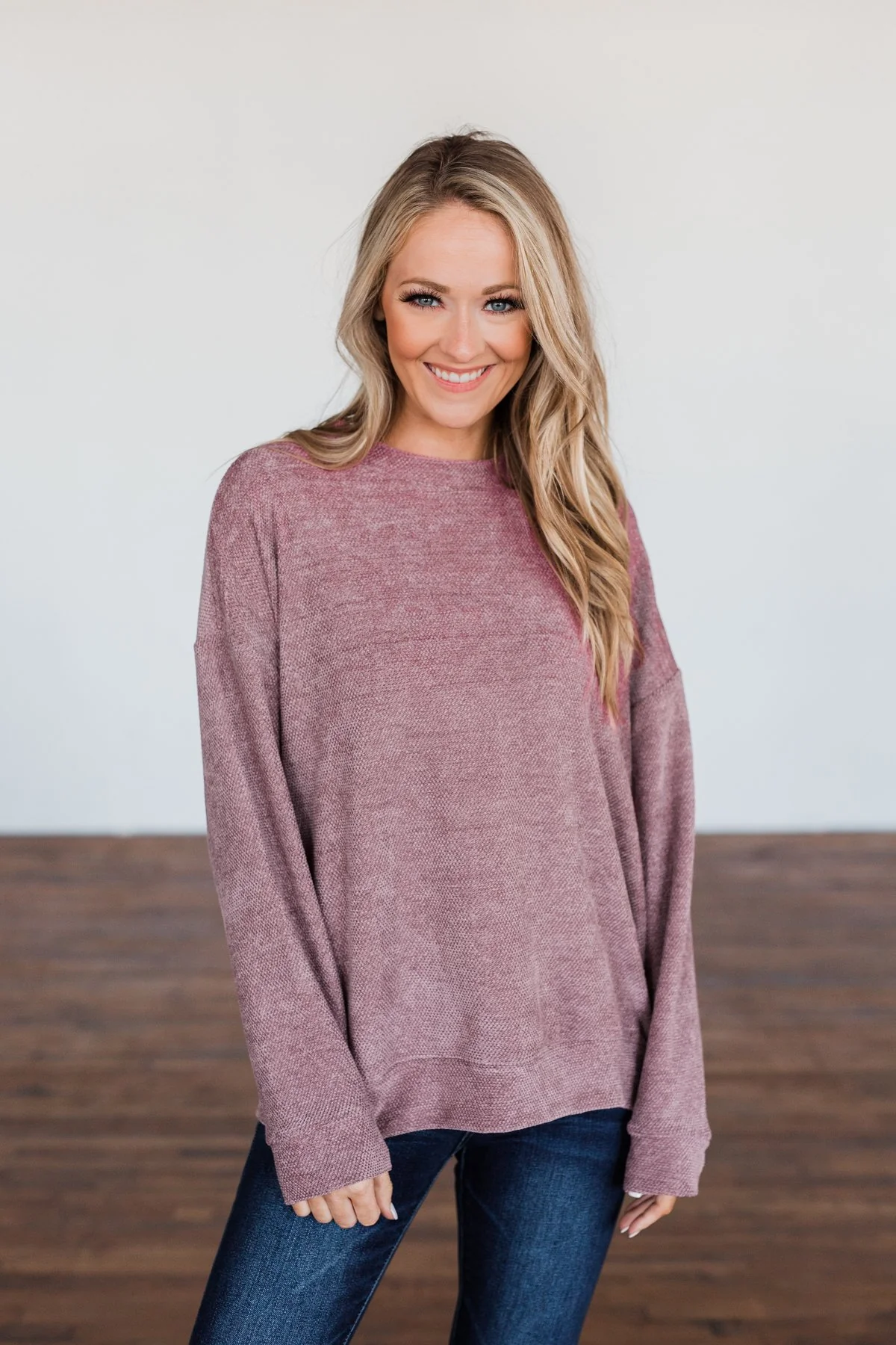 Meet Me By The Fireside Knit Sweater- Mauve Purple - Image 3