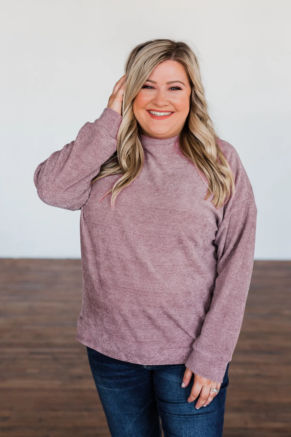 Meet Me By The Fireside Knit Sweater- Mauve Purple - Image 5