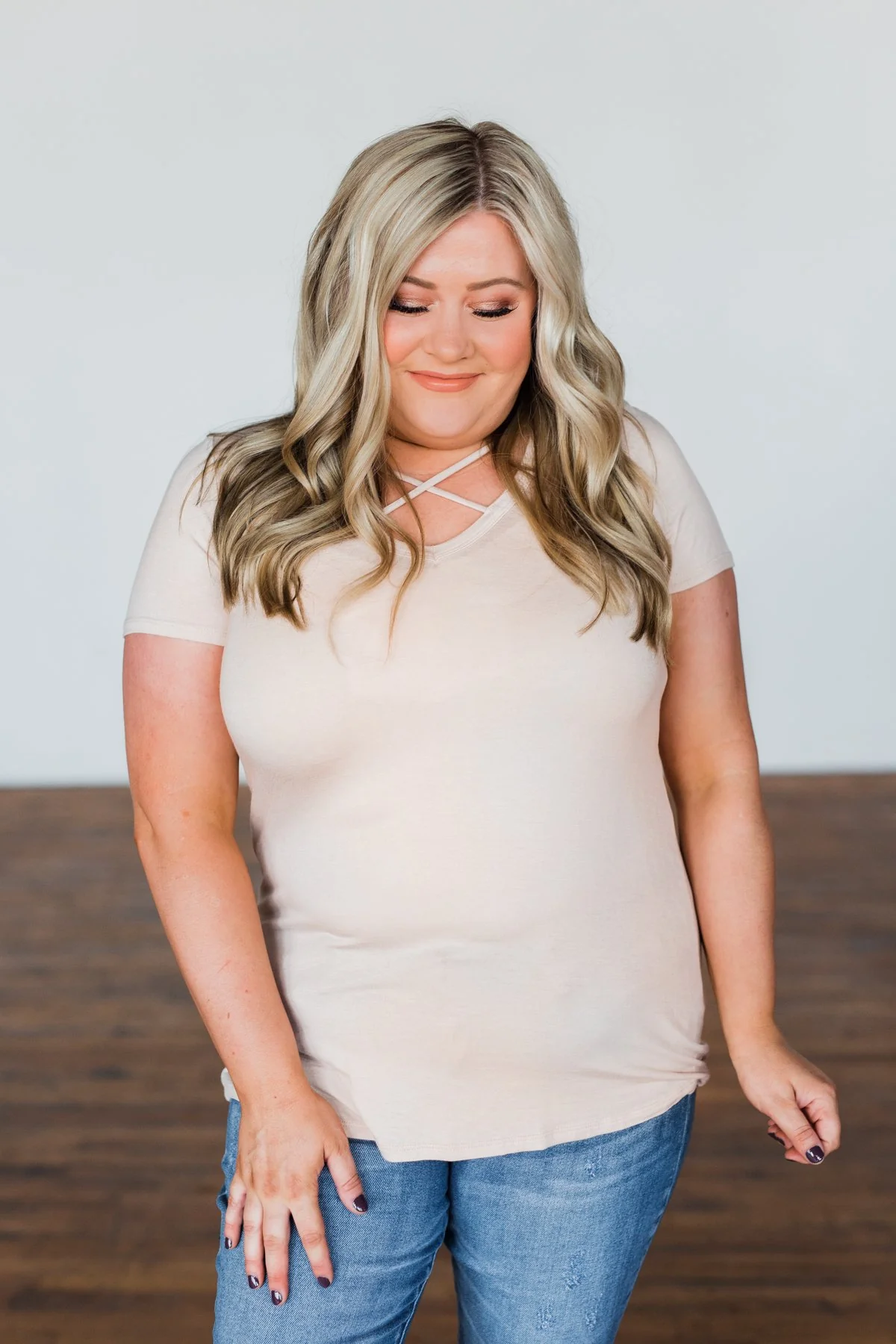 Meet Me Here Short Sleeve Top- Light Oatmeal - Image 7