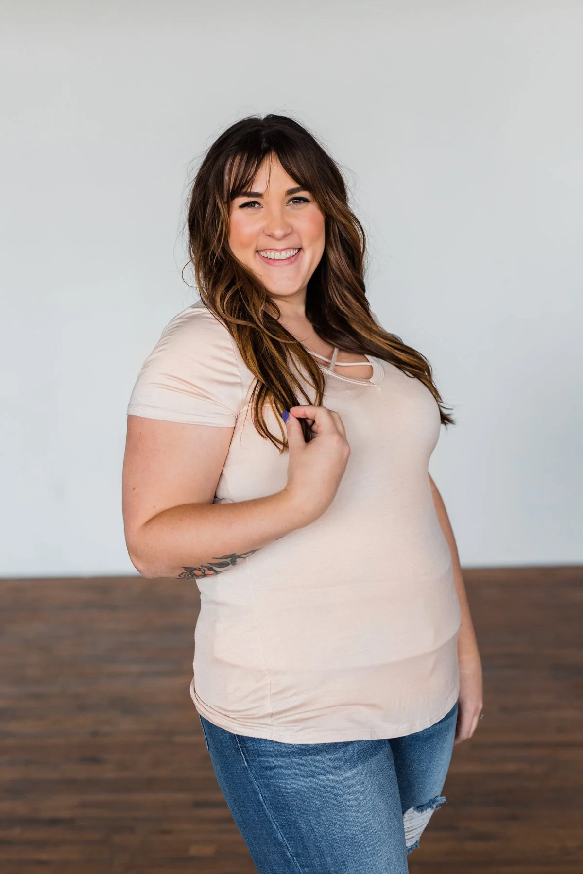 Meet Me Here Short Sleeve Top- Light Oatmeal - Image 8