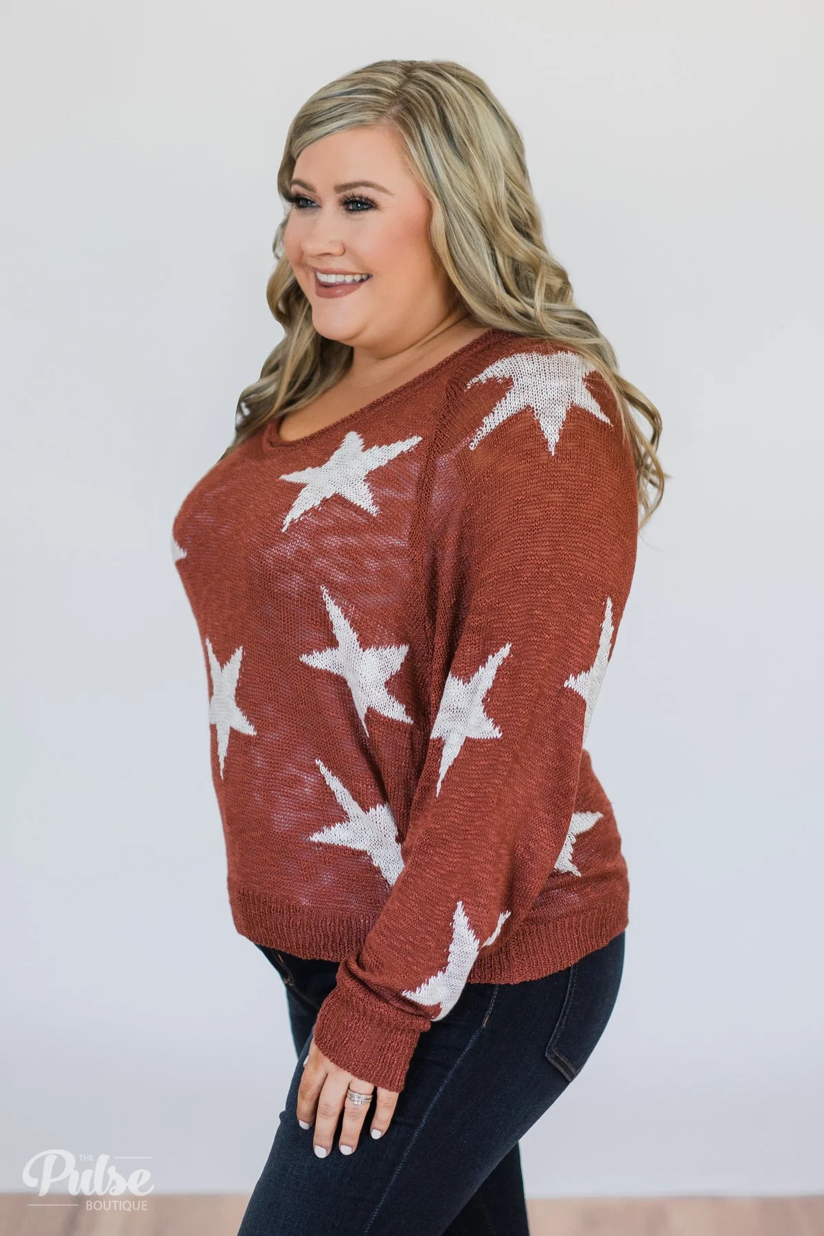 Perfect Timing Knitted Star Top- Burnt Orange - Image 10
