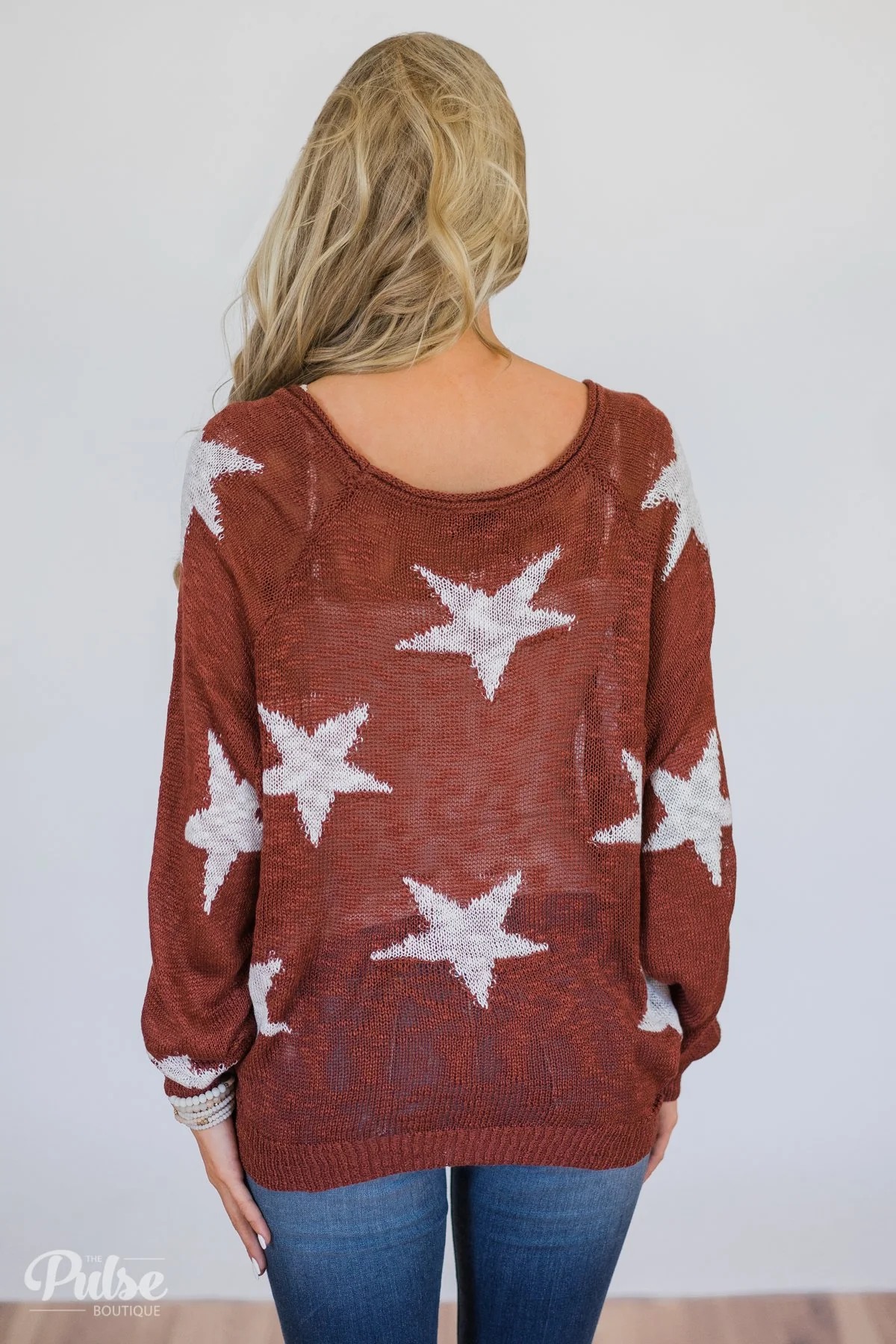 Perfect Timing Knitted Star Top- Burnt Orange - Image 11
