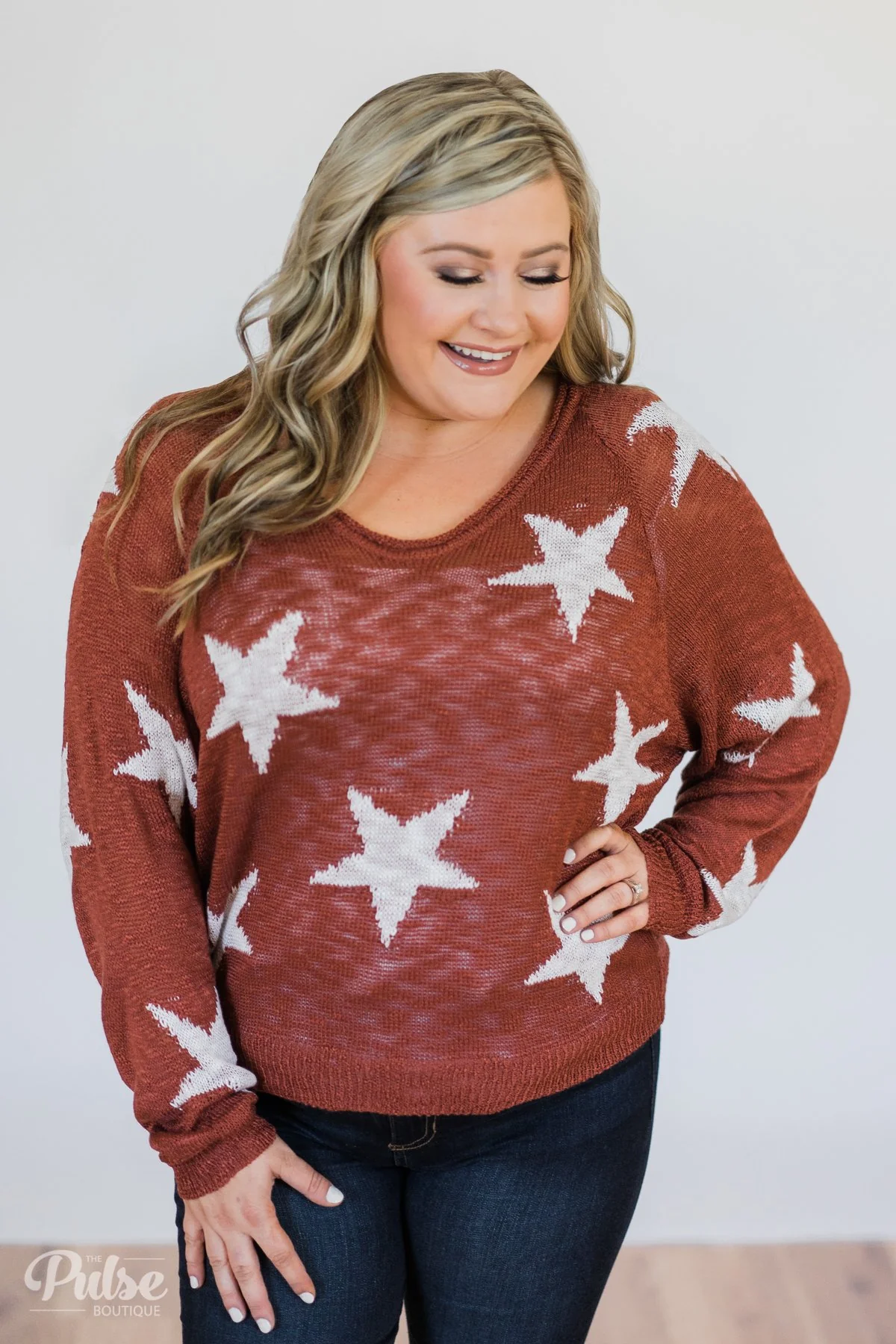 Perfect Timing Knitted Star Top- Burnt Orange - Image 7