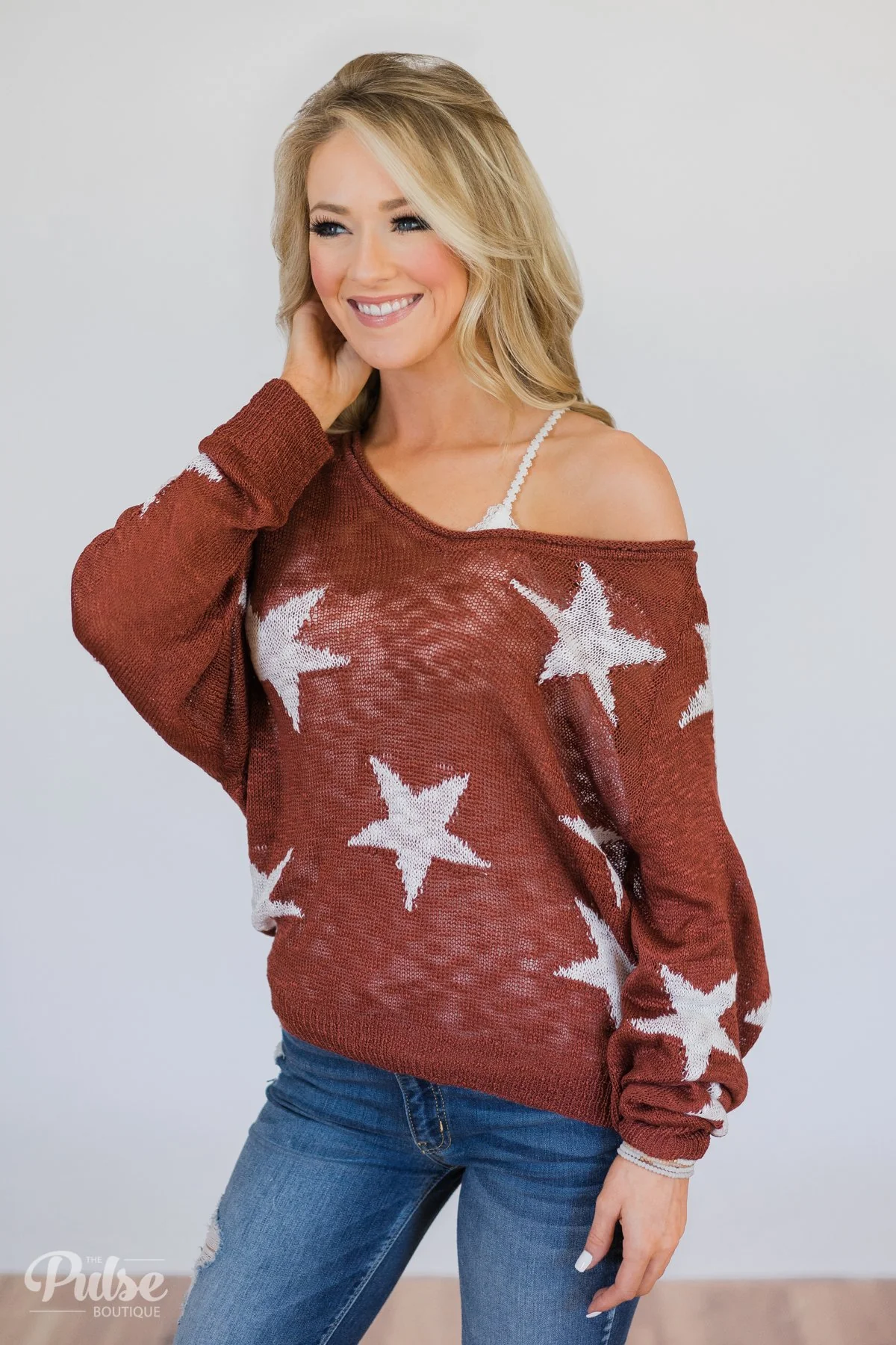 Perfect Timing Knitted Star Top- Burnt Orange - Image 8