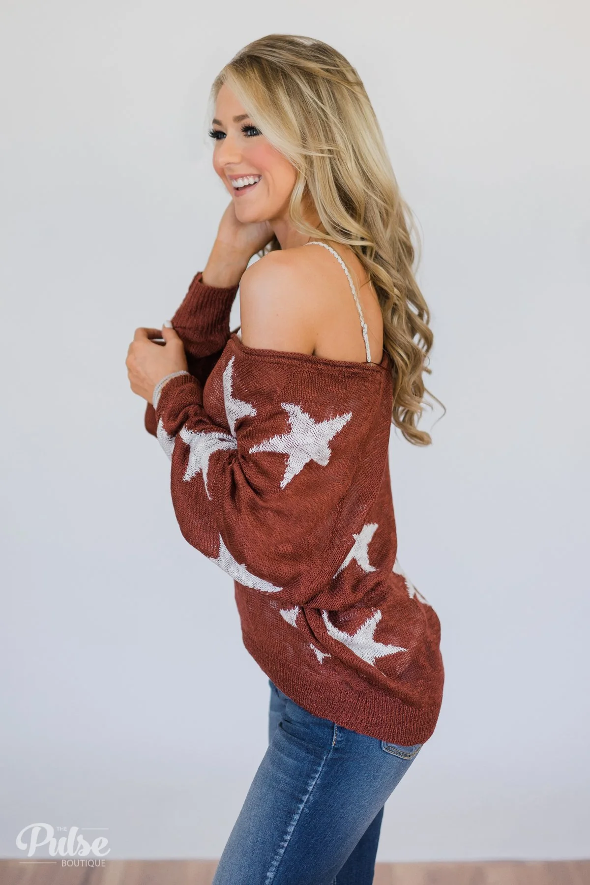 Perfect Timing Knitted Star Top- Burnt Orange - Image 9