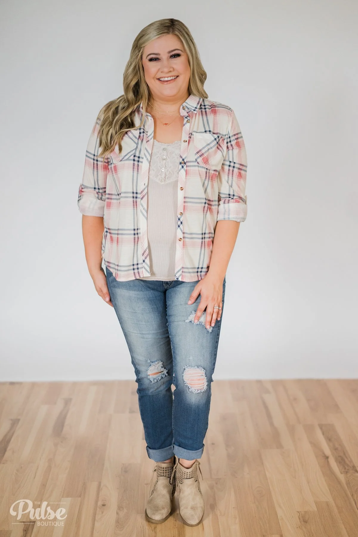 Plaid Perfection- Ivory & Pink - Image 7