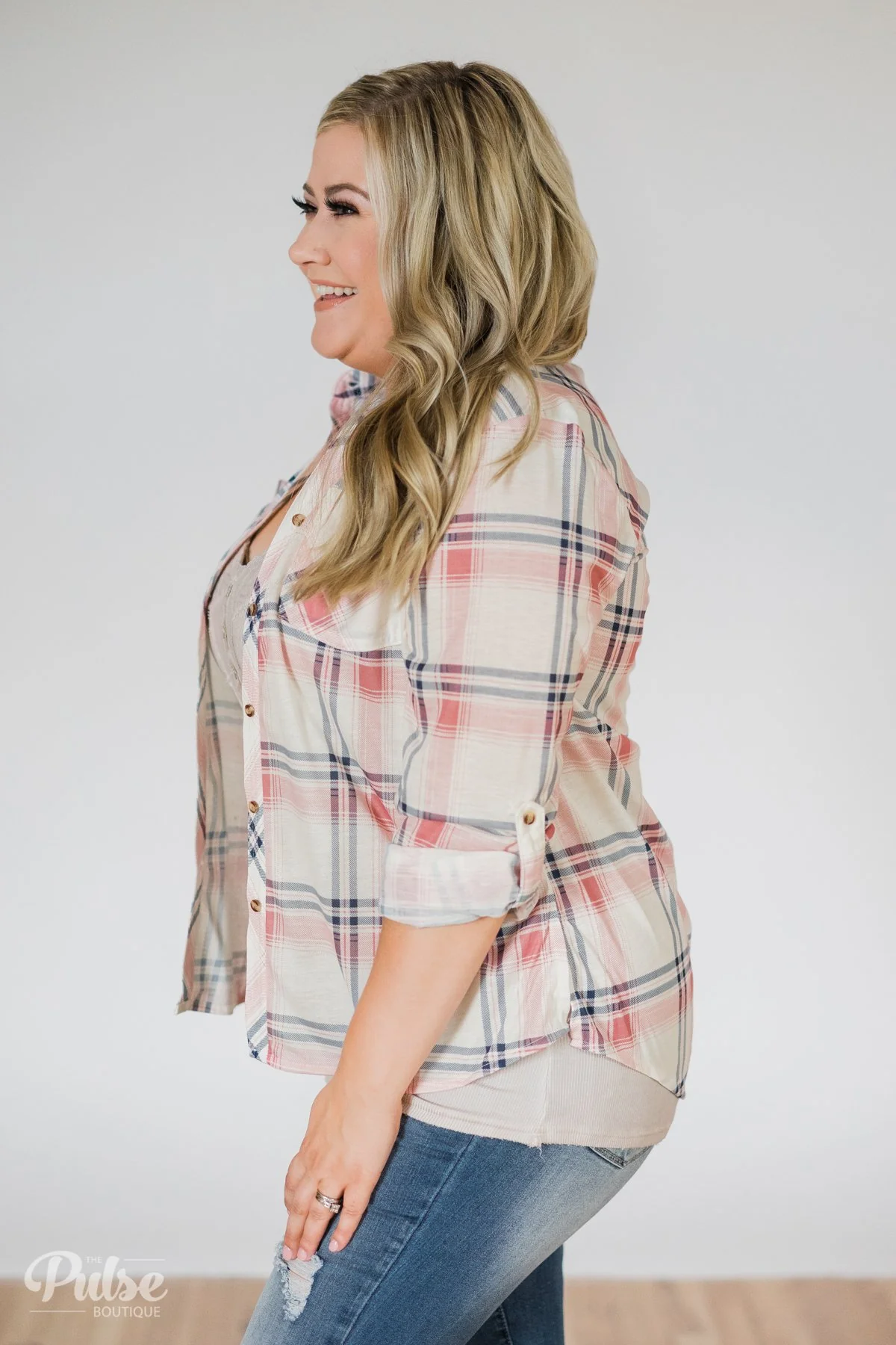 Plaid Perfection- Ivory & Pink - Image 8