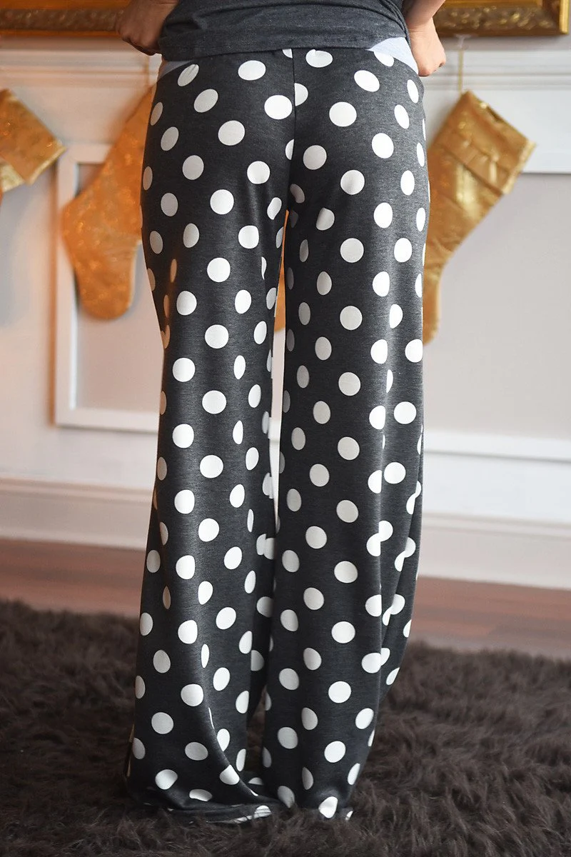Polka Dot Lounge Pants ~ Charcoal - Image 3