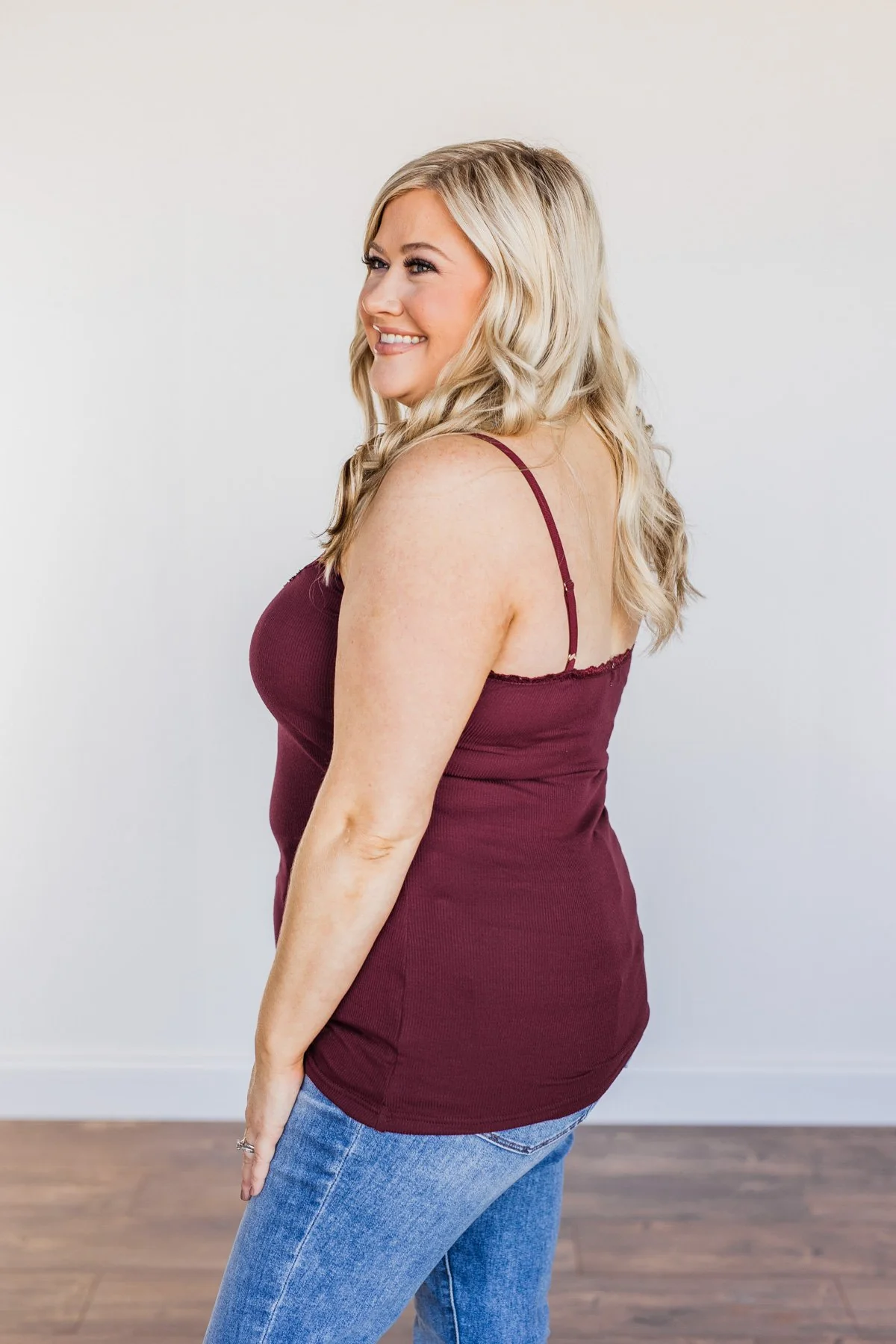 Pulse Basics All You Ever Wanted Lace Tank- Burgundy - Image 5