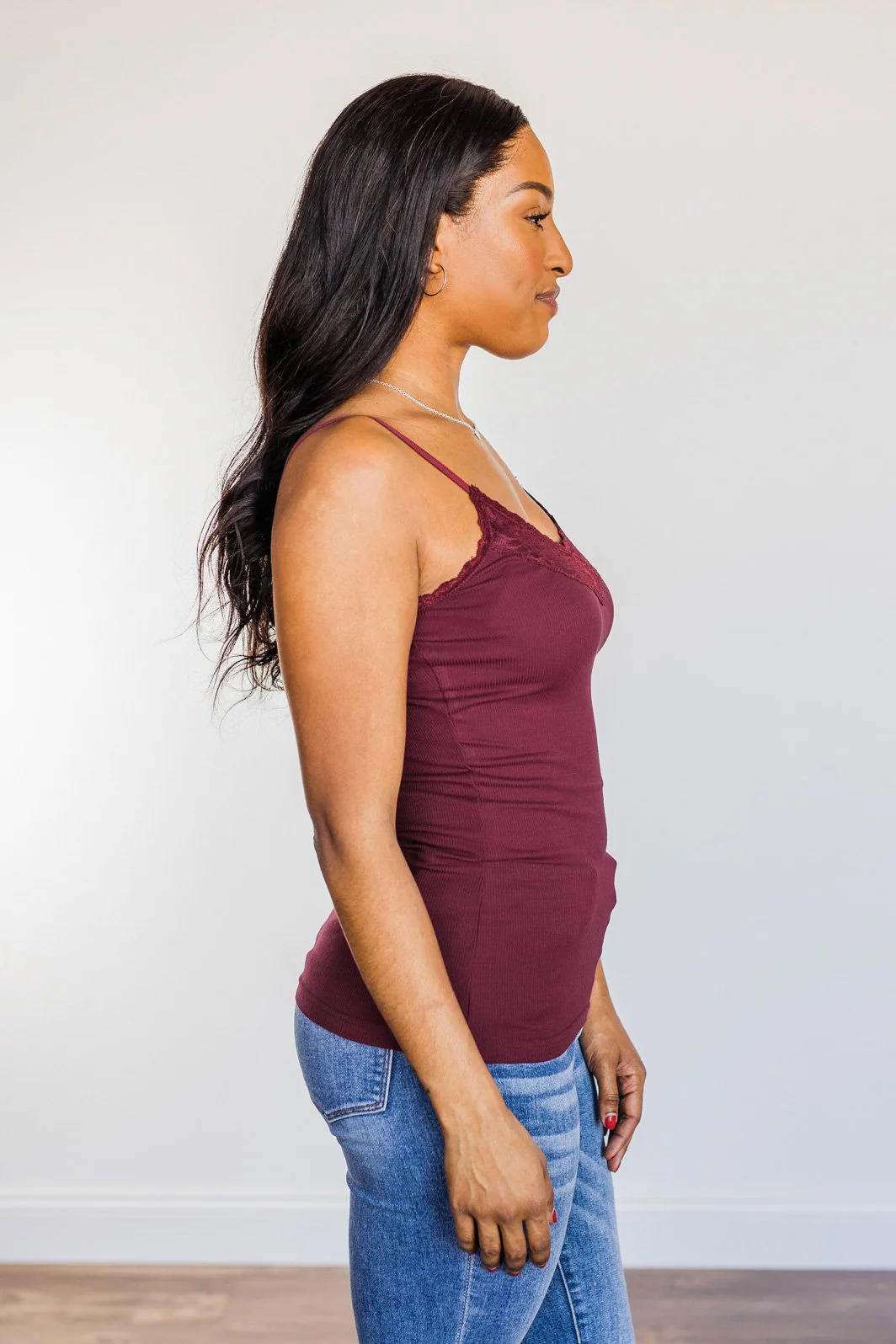 Pulse Basics All You Ever Wanted Lace Tank- Burgundy - Image 6