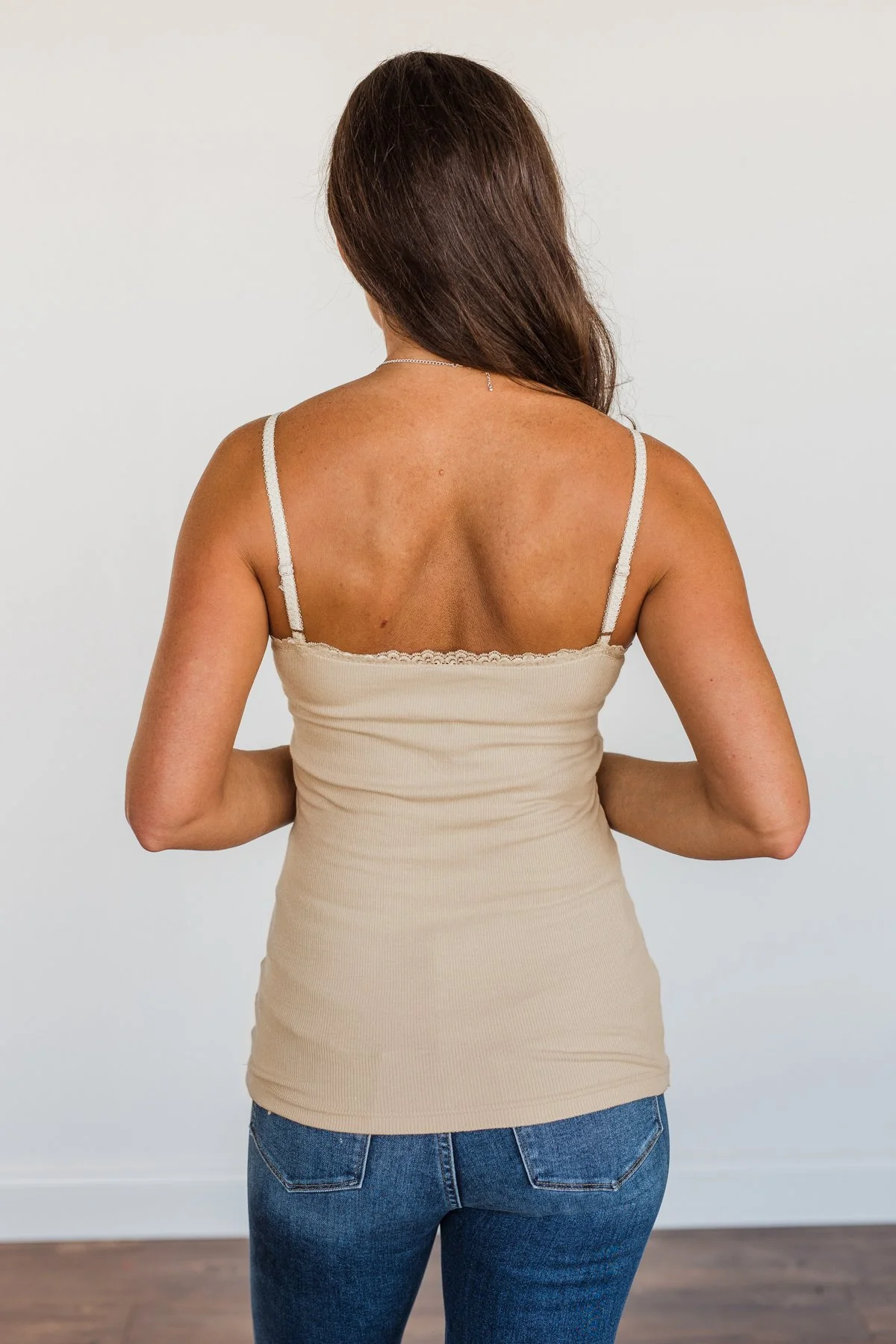 Pulse Basics Lace Trimmed Tank Top- Neutral - Image 5
