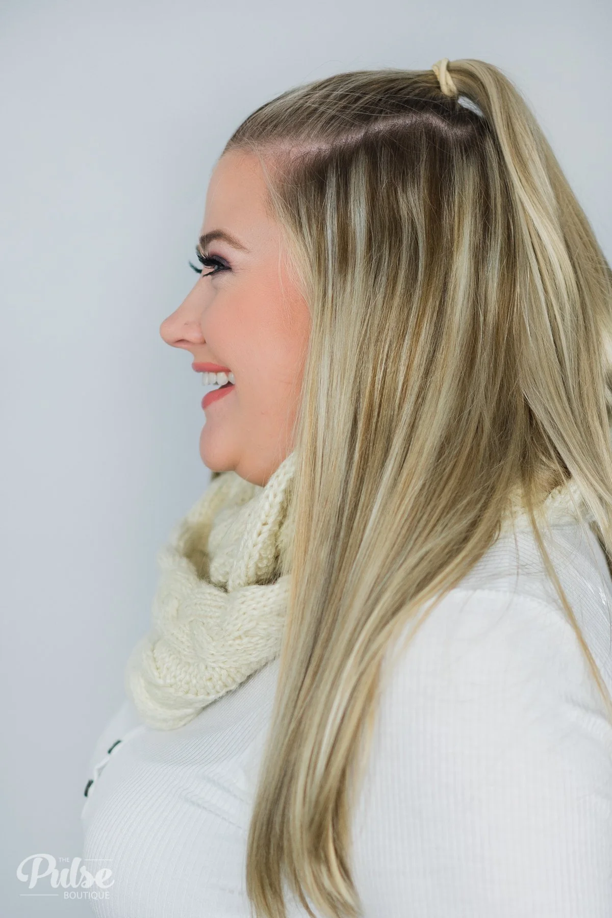 Pulse Perk- Ivory Cable Knit Infinity Scarf - Image 3