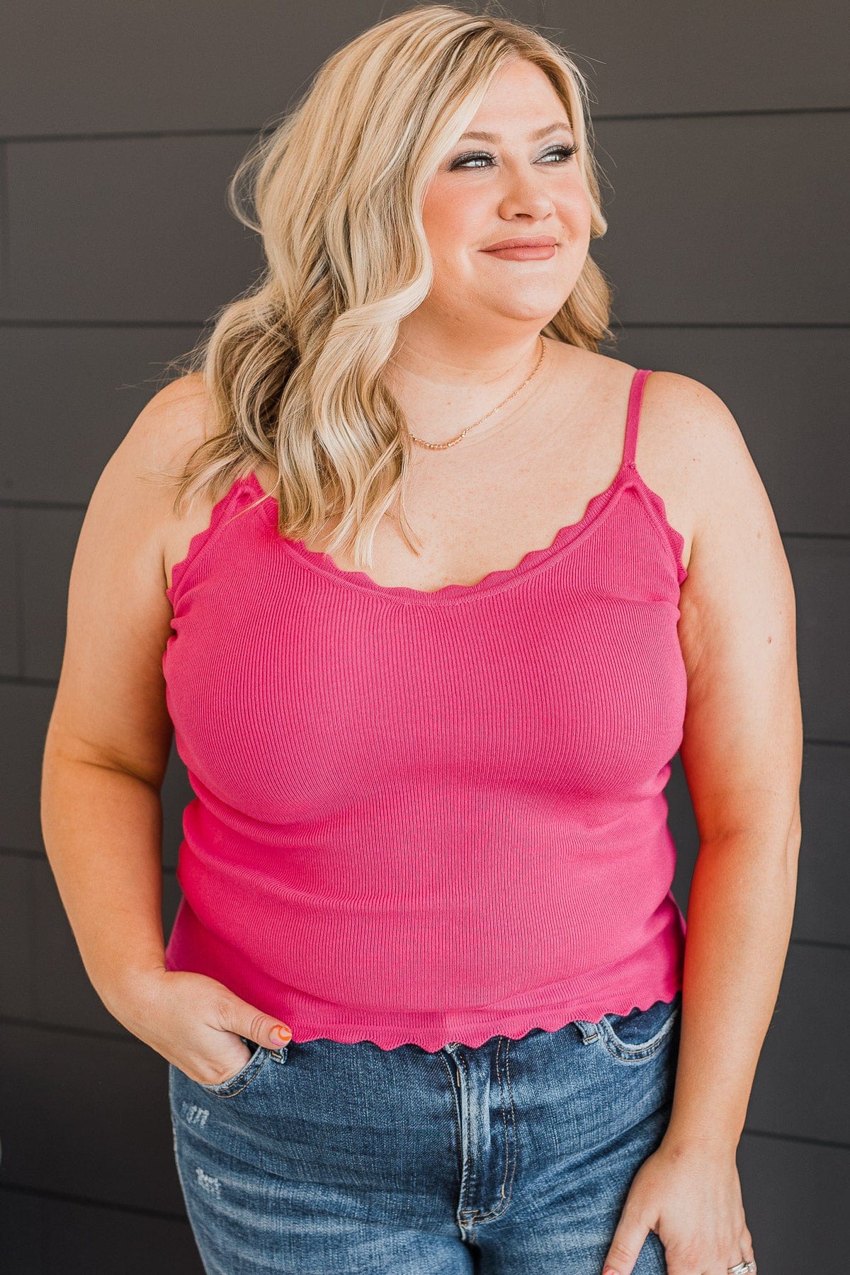 Pure Coincidence Knit Tank Top- Fuchsia - Image 3