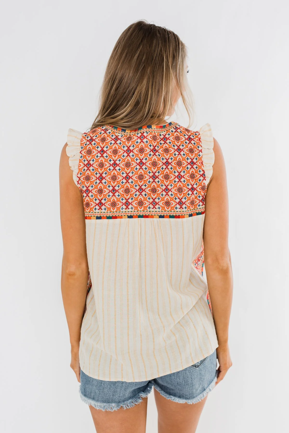 Ready For A Rendezvous Embroider Tank Top- Cream & Multi - Image 10
