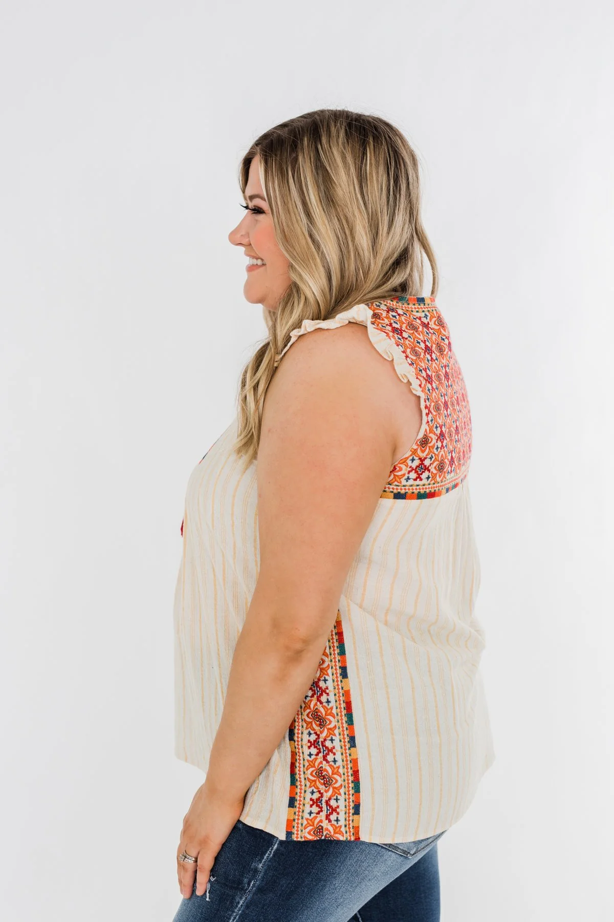 Ready For A Rendezvous Embroider Tank Top- Cream & Multi - Image 9