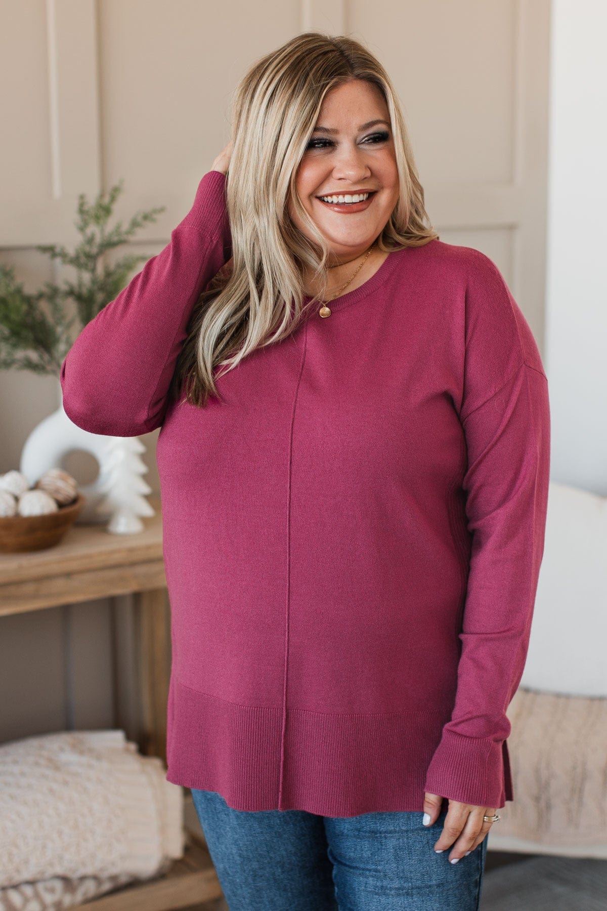 Ready For Anything Knit Sweater- Berry - Image 4