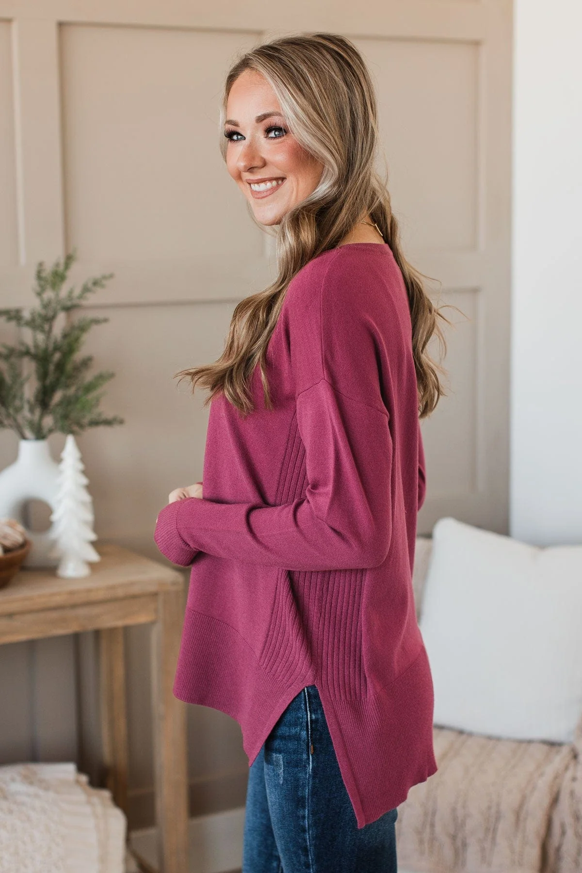 Ready For Anything Knit Sweater- Berry - Image 6