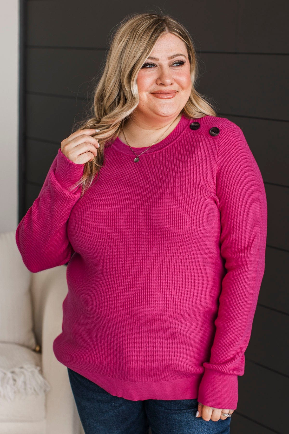 Reasons To Smile Knit Sweater- Hot Pink - Image 3