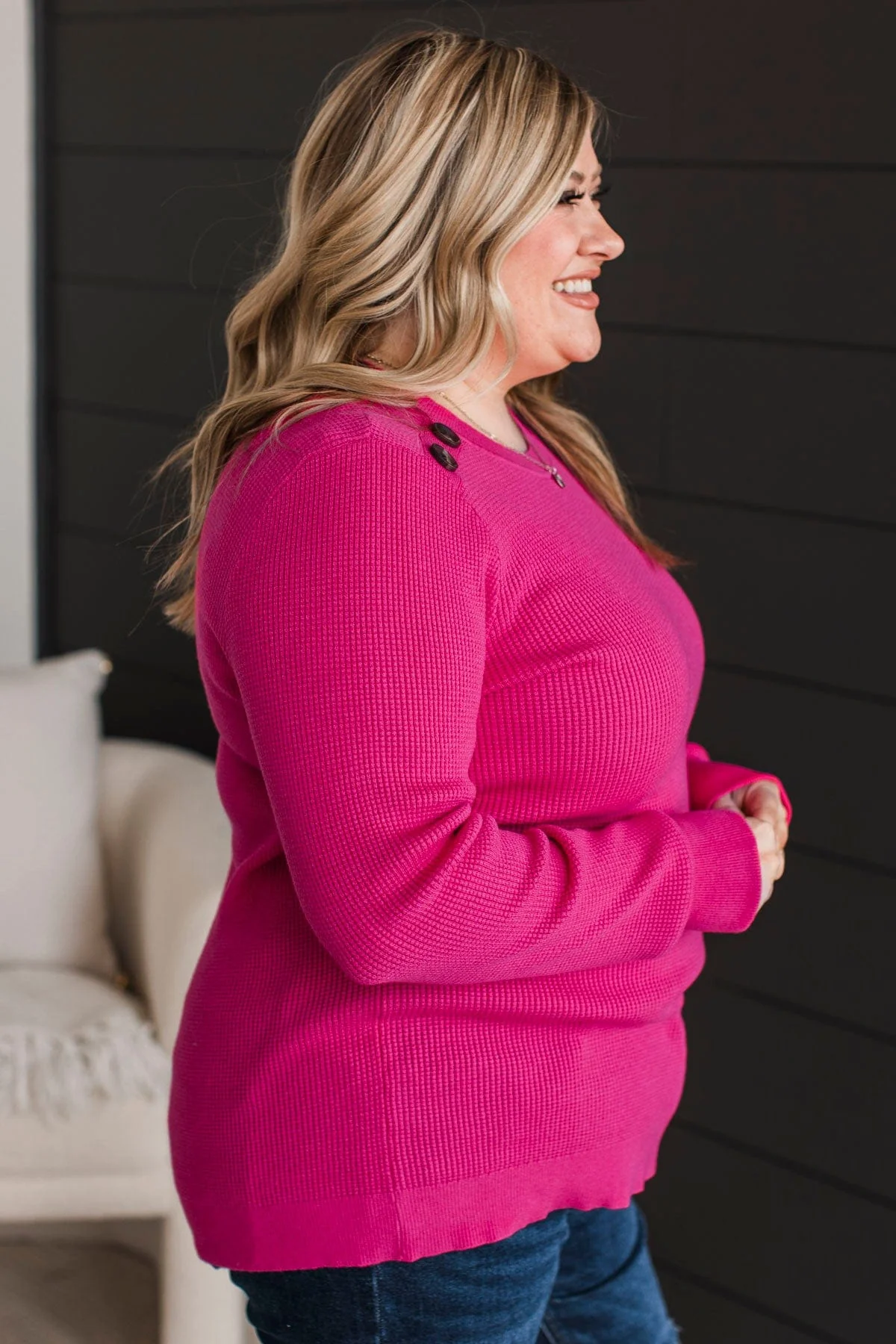 Reasons To Smile Knit Sweater- Hot Pink - Image 5