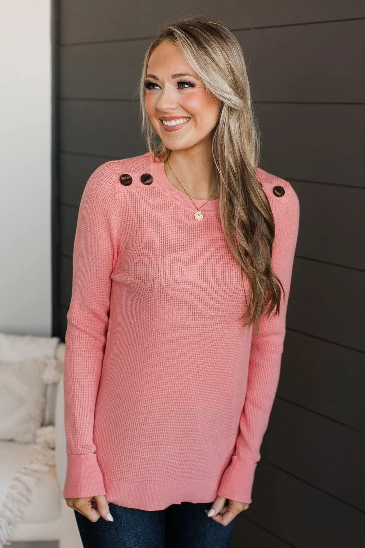 Reasons To Smile Knit Sweater- Peach - Image 4