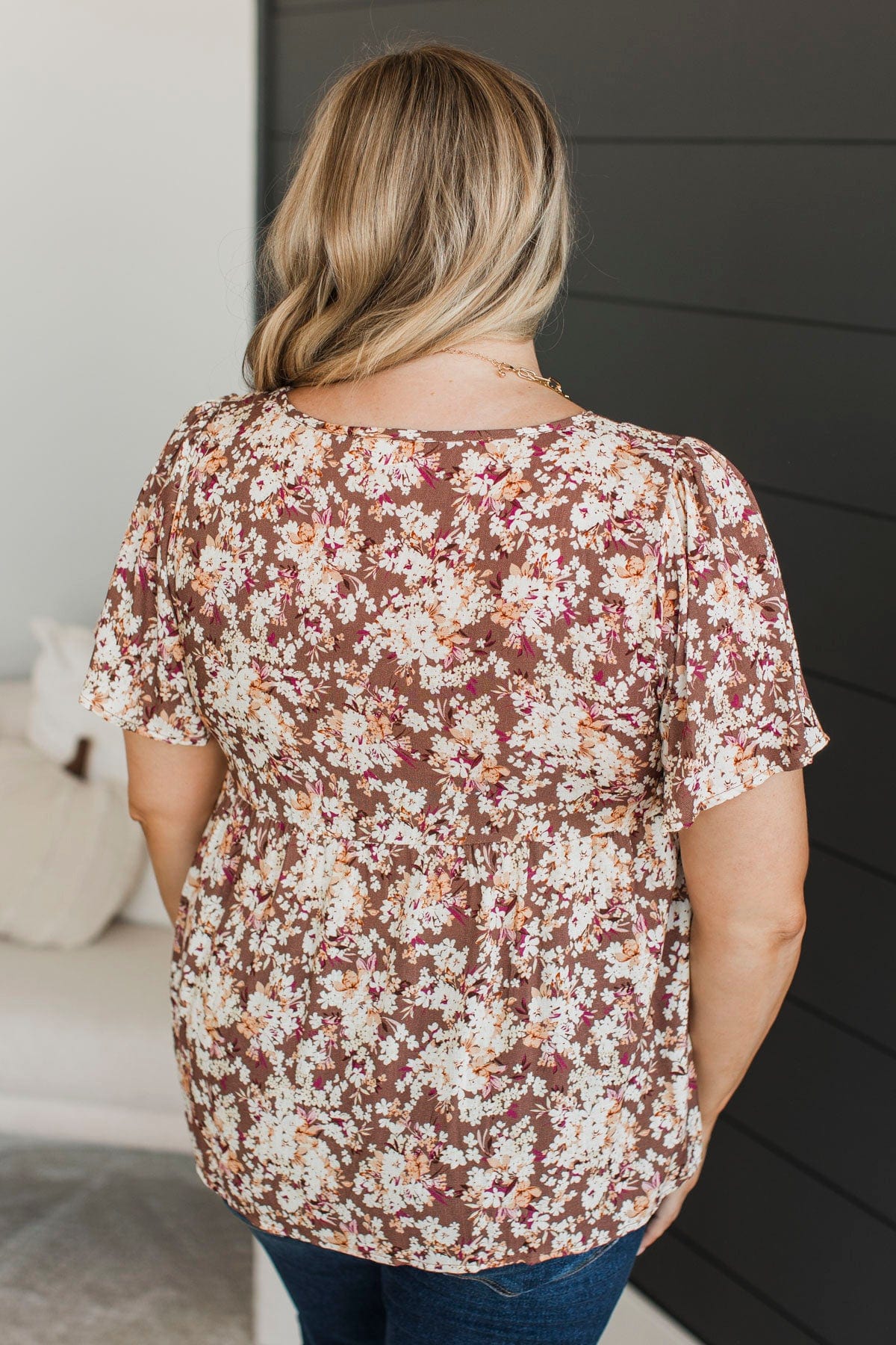 Reminisce With Me Floral Top- Brown - Image 7