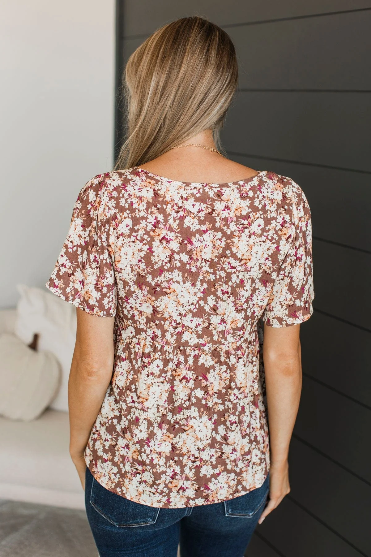 Reminisce With Me Floral Top- Brown - Image 8