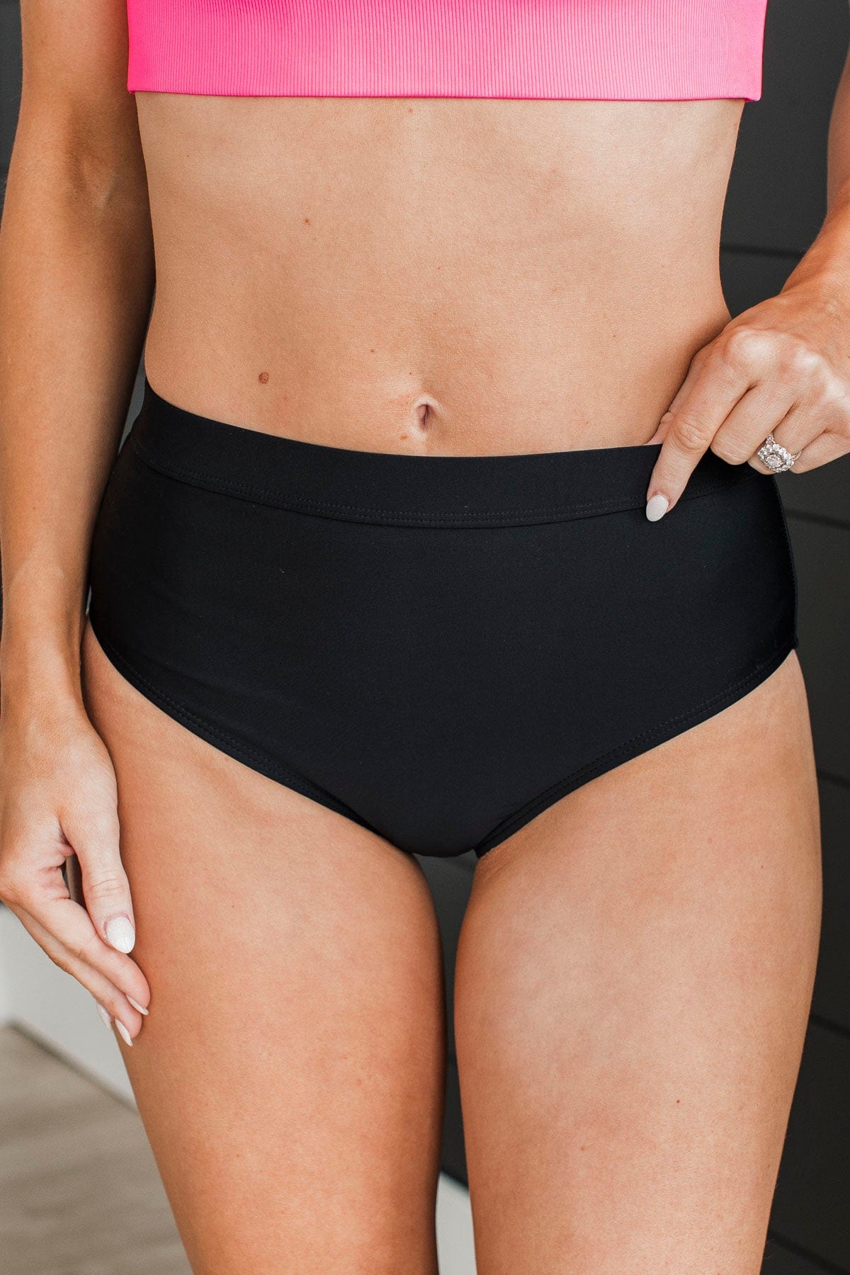 Sandy Shores High-Rise Swim Bottoms- Black - Image 3
