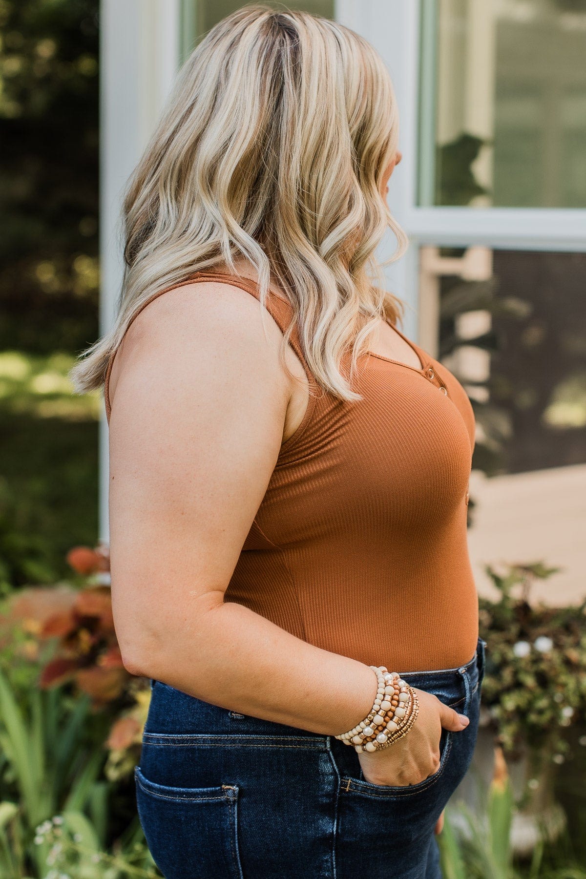 Sense Of Style Ribbed Bodysuit- Camel - Image 6