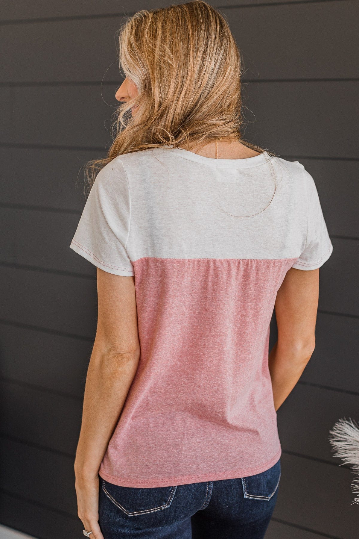 Simple Beauty Crochet Pocket Top- Ivory & Pink - Image 8